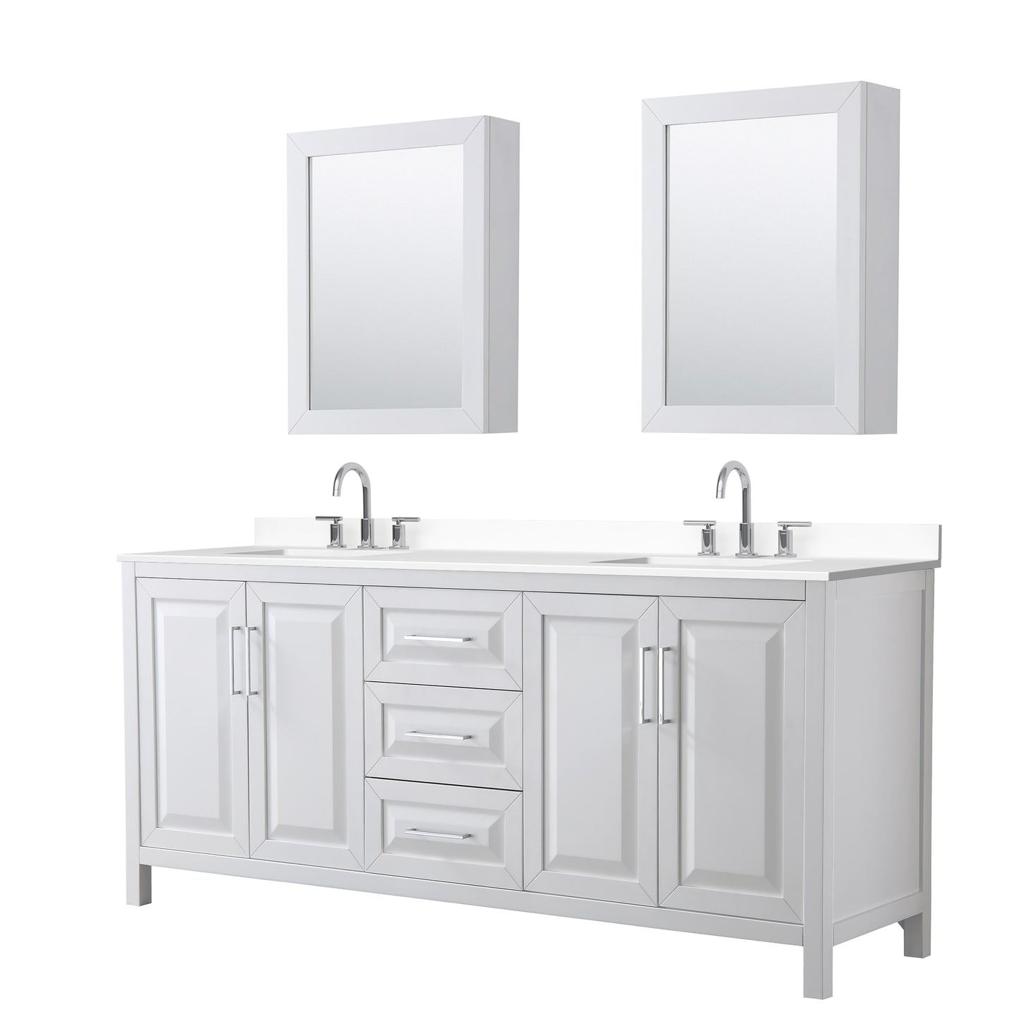 Daria Bathroom Vanity with Countertop 80 inch Double Sink 3-hole Faucet Setup