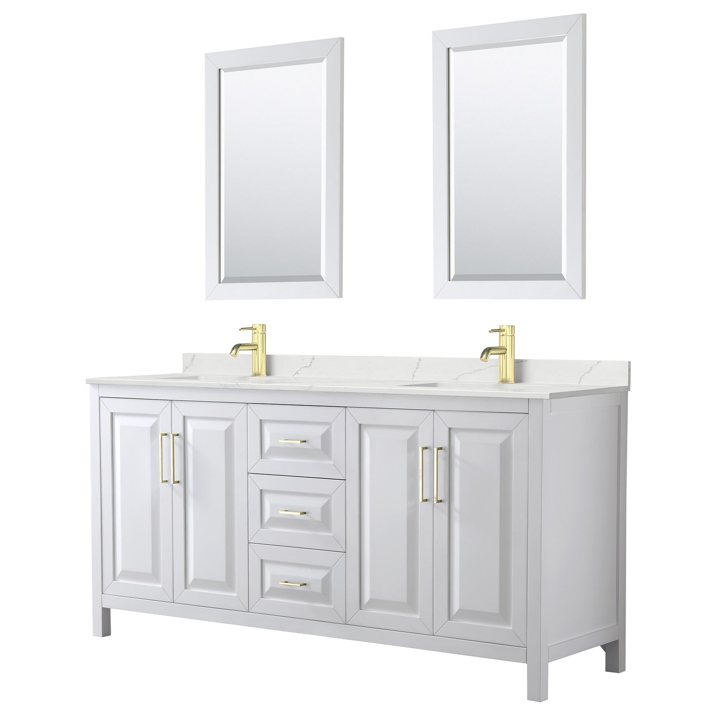 Daria Bathroom Vanity with Countertop 72 inch Double Sink Single hole Faucet Setup