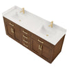 Custom image for Dark Oak with Brushed Gold Trim / White Quartz / No Mirror