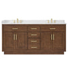 Custom image for Dark Oak with Brushed Gold Trim / White Quartz / No Mirror