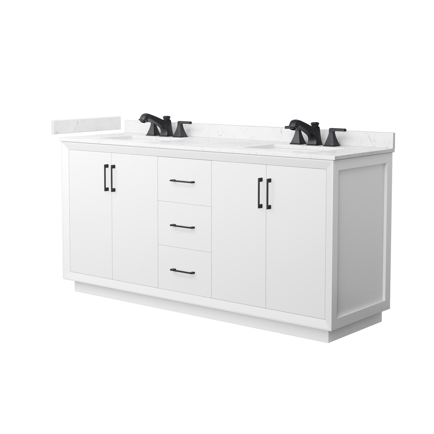 Strada Bathroom Vanity with Countertop 72 inch Double Sink 3-hole Faucet Setup