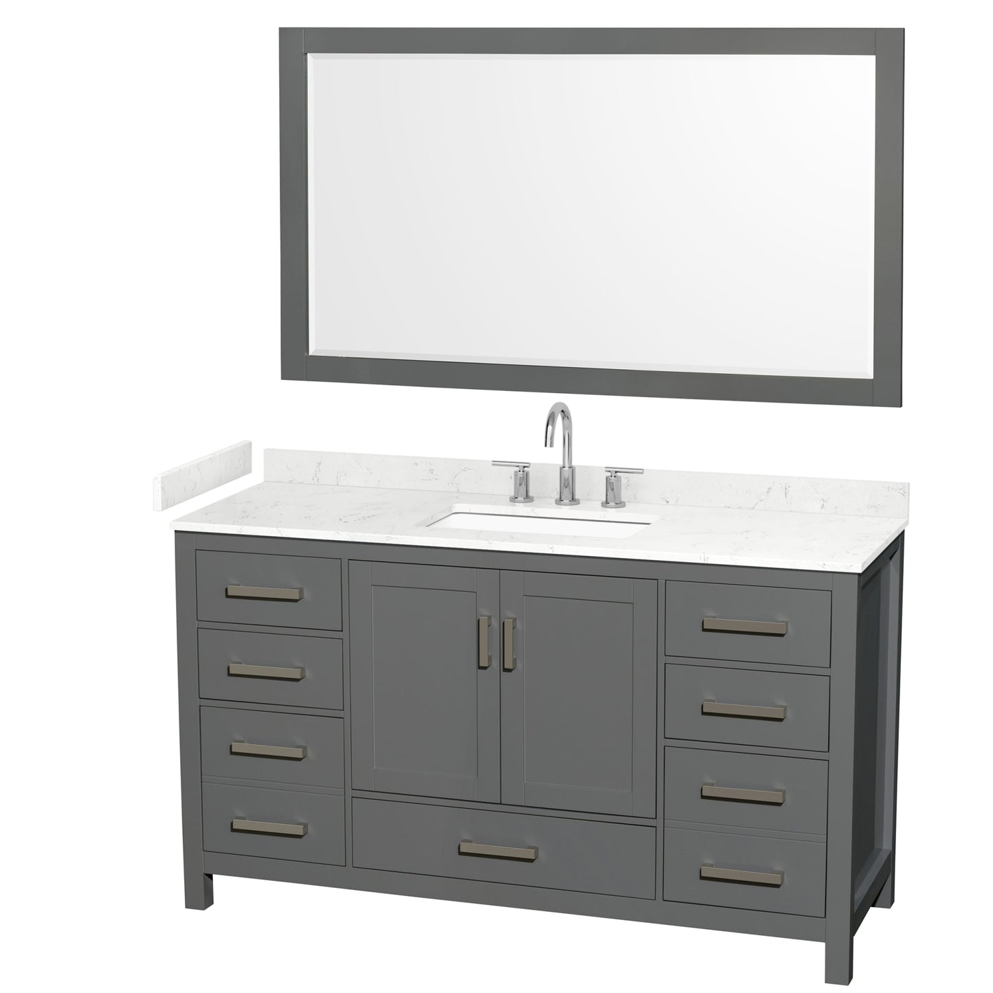 Sheffield Bathroom Vanity with Countertop 60 inch Single Sink 3-hole Faucet Setup