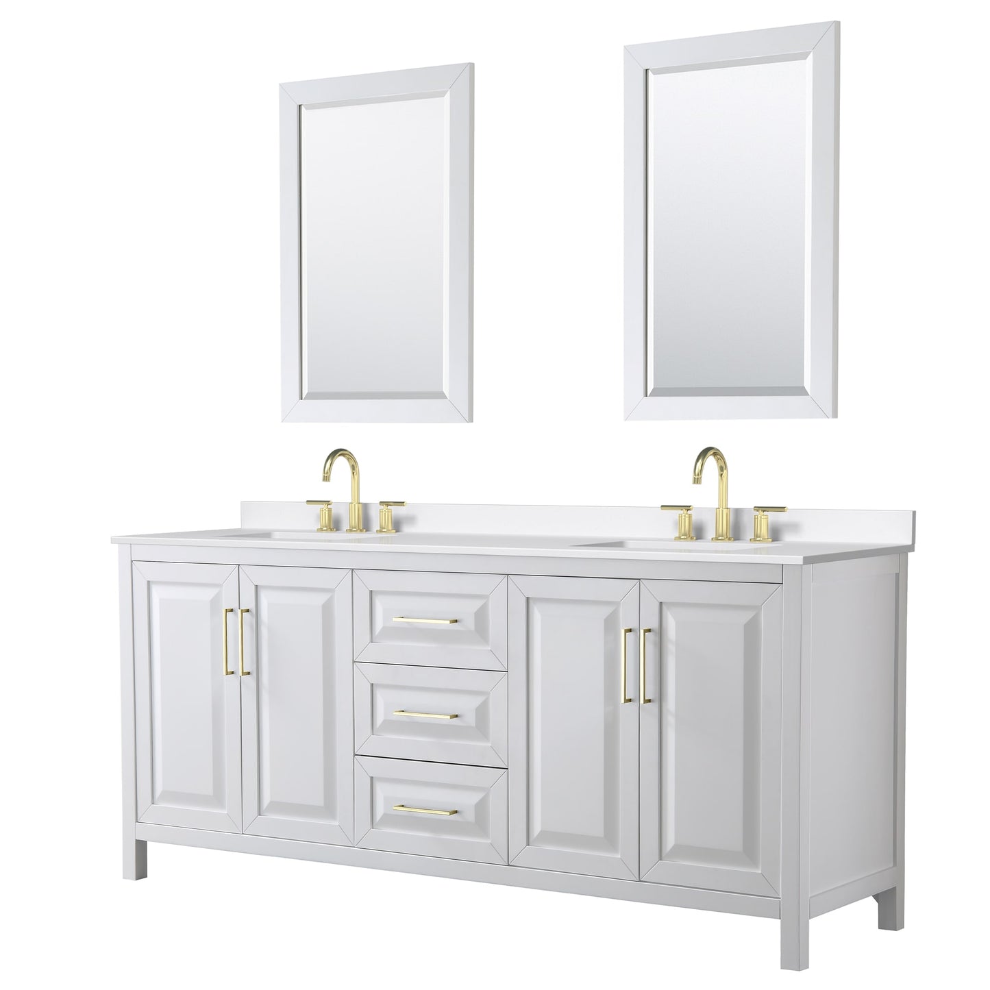 Daria Bathroom Vanity with Countertop 80 inch Double Sink 3-hole Faucet Setup