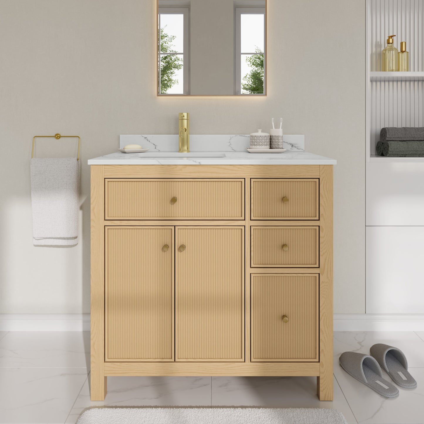 Pendry Bathroom Vanity with Countertop 36 inch Single Sink Single hole Faucet Setup