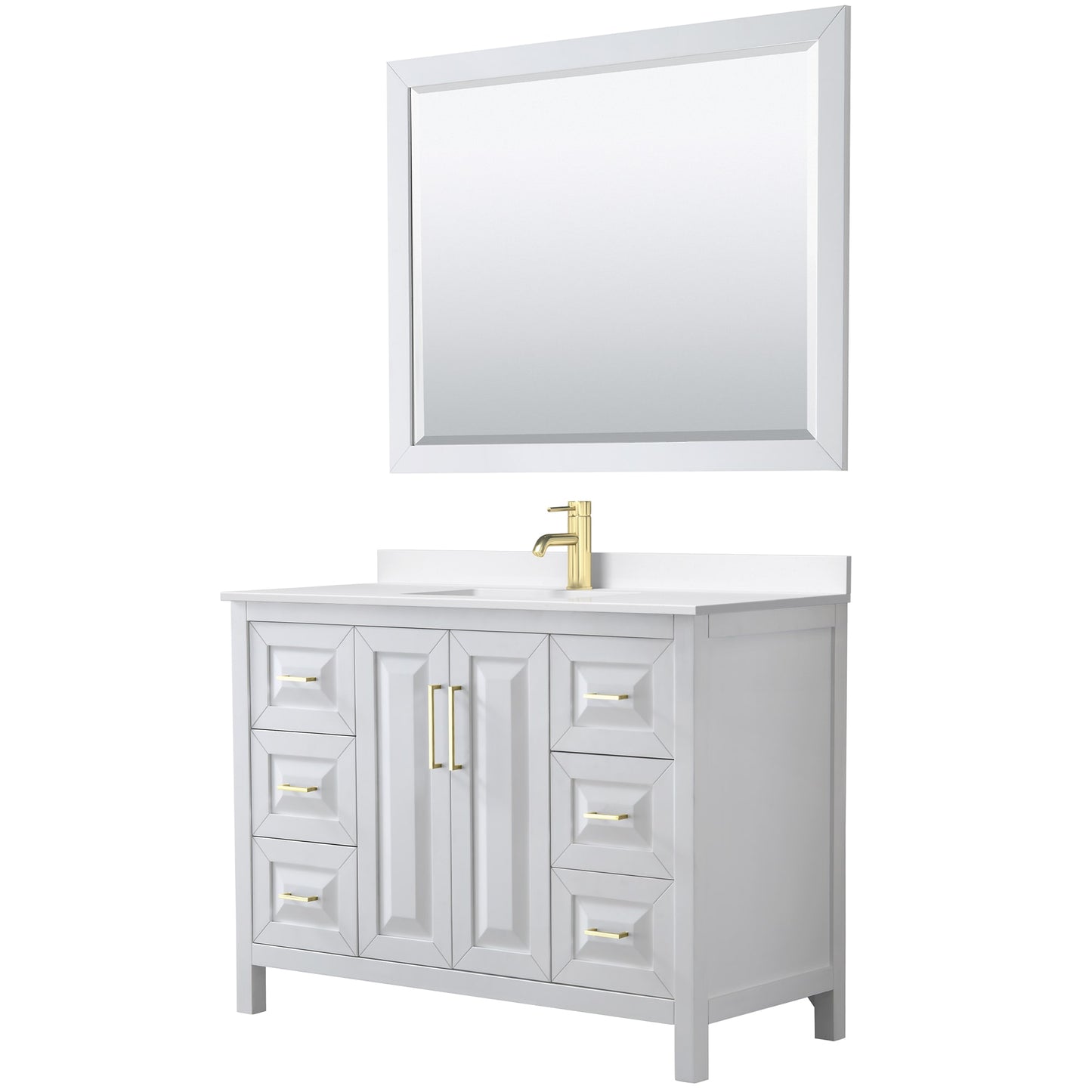 Daria Bathroom Vanity with Countertop 48 inch Single Sink Single hole Faucet Setup