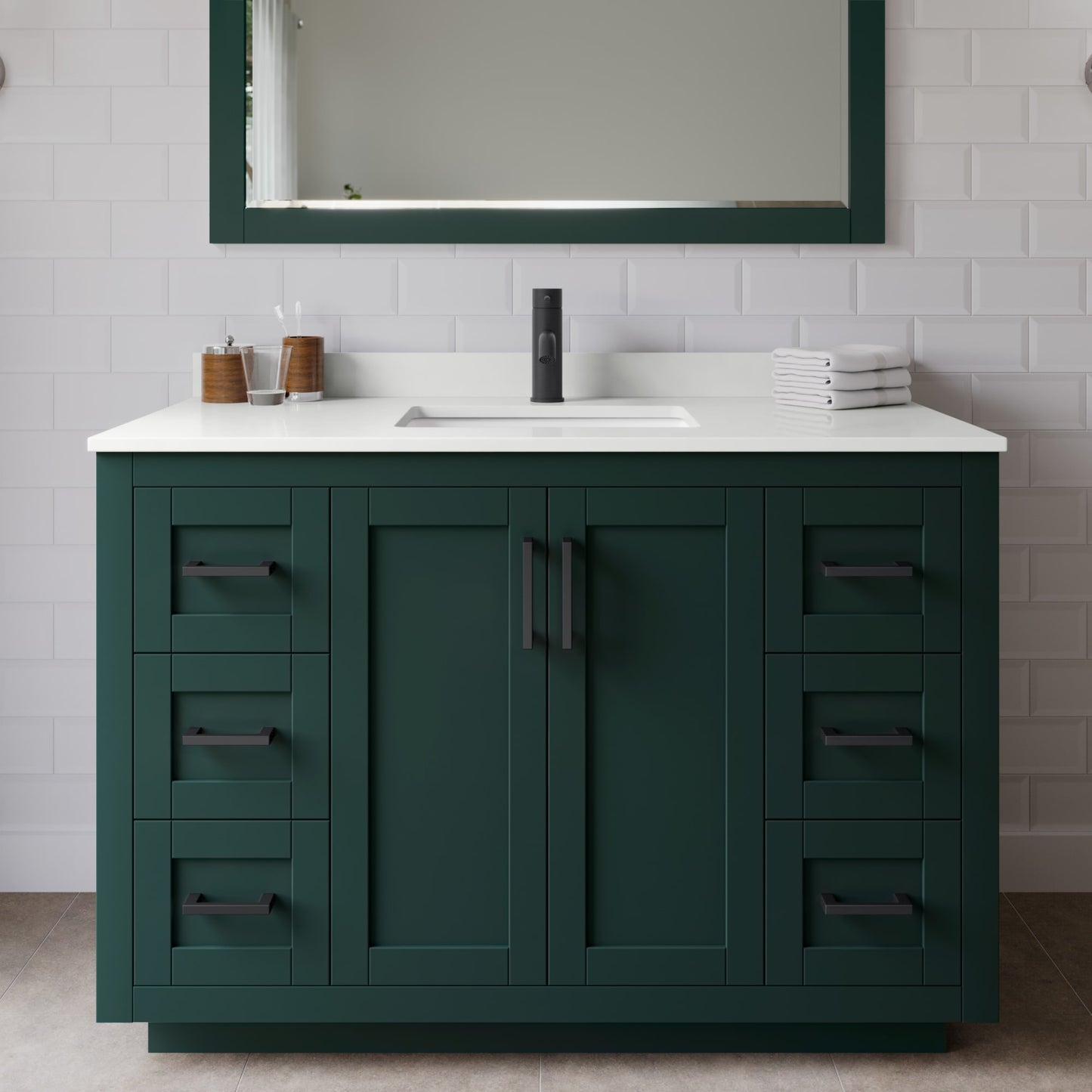 Miranda Bathroom Vanity with Countertop 48 inch Single Sink Single hole Faucet Setup