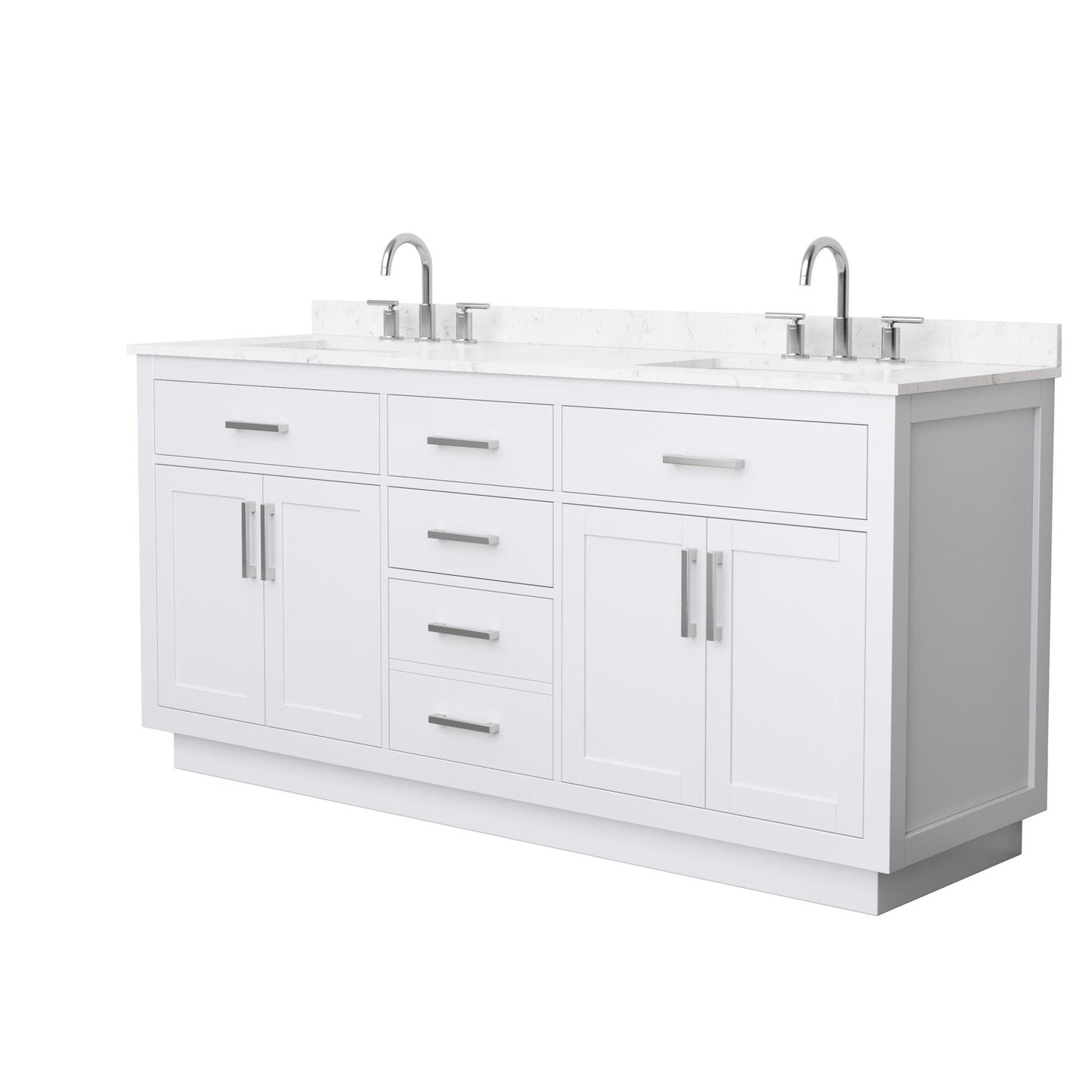 Beckett TK Bathroom Vanity with Countertop 72 inch Double Sink 3-hole Faucet Setup