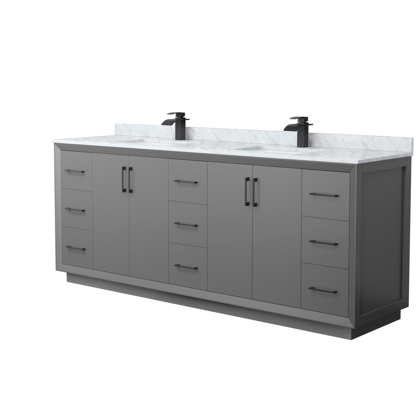 Strada Bathroom Vanity with Countertop 84 inch Double Sink Single hole Faucet Setup