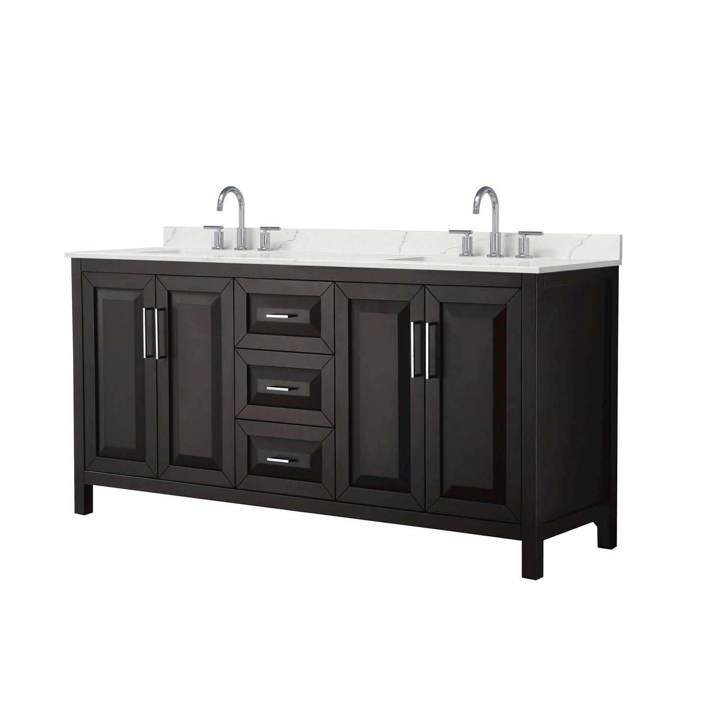 Daria Bathroom Vanity with Countertop 72 inch Double Sink 3-hole Faucet Setup