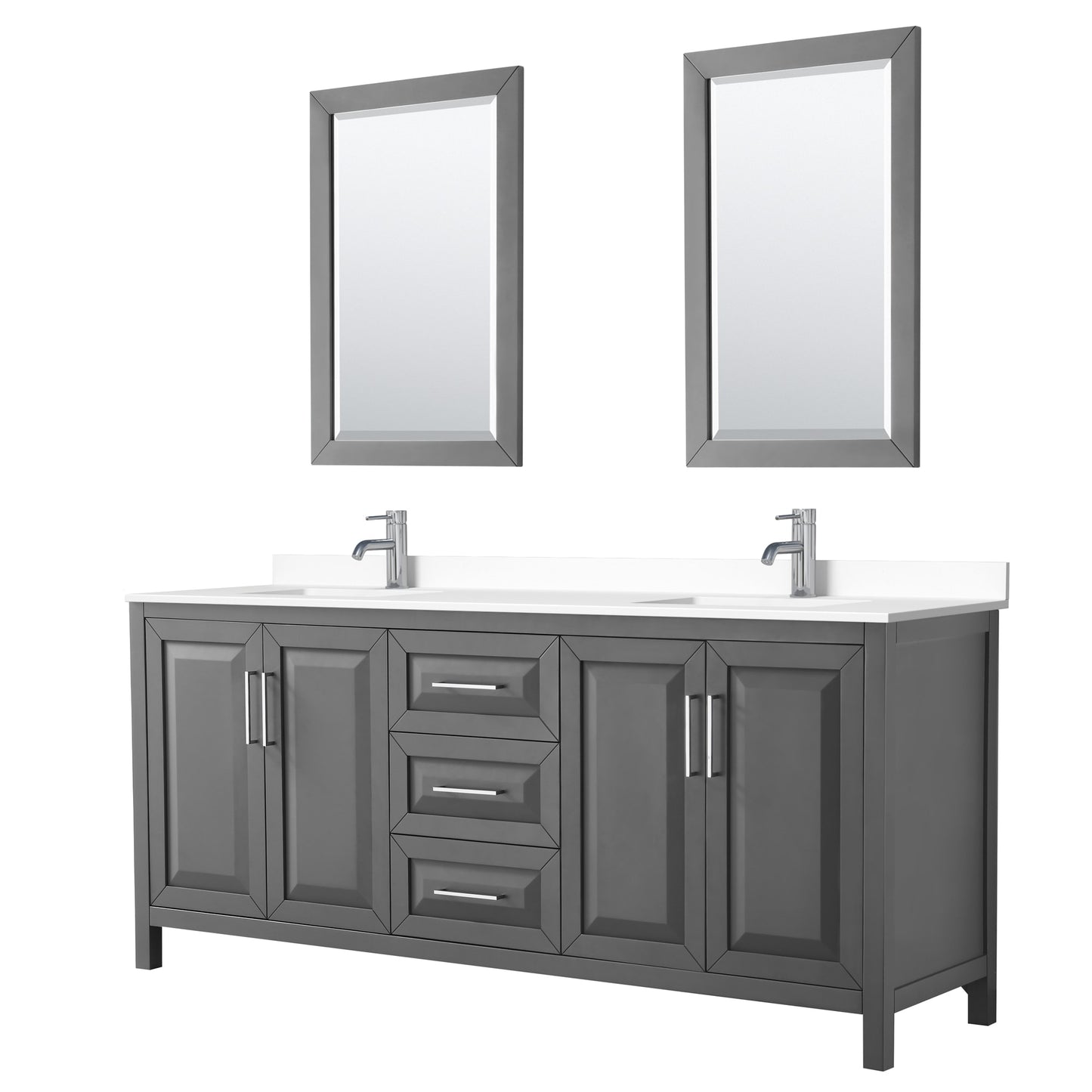 Daria Bathroom Vanity with Countertop 80 inch Double Sink Single hole Faucet Setup