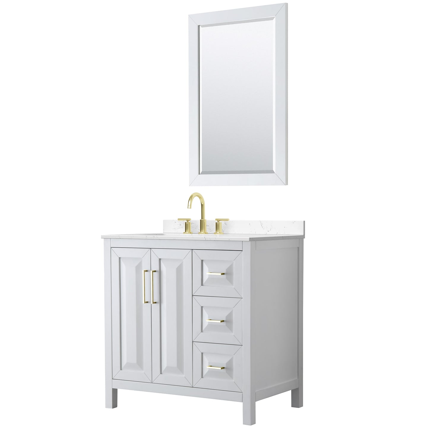 Daria Bathroom Vanity with Countertop 36 inch Single Sink 3-hole Faucet Setup