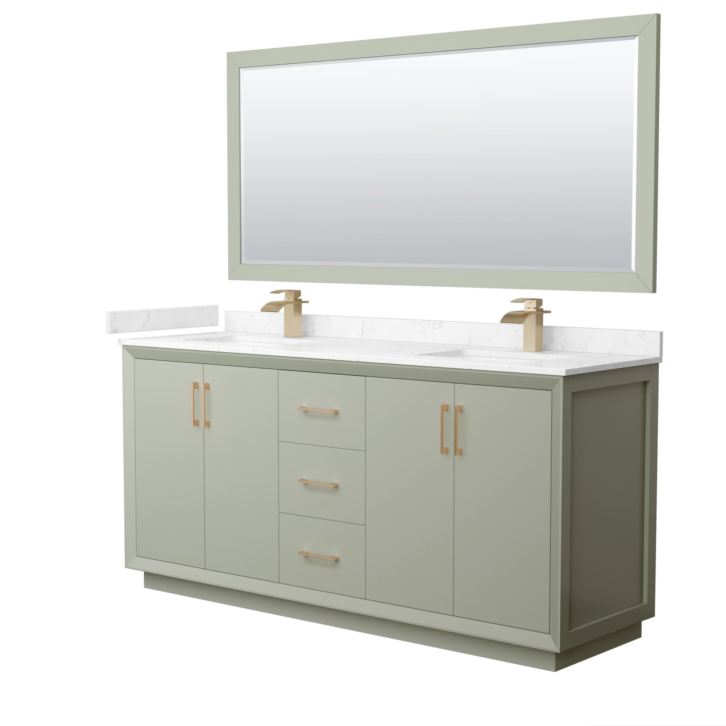 Strada Bathroom Vanity with Countertop 72 inch Double Sink Single hole Faucet Setup