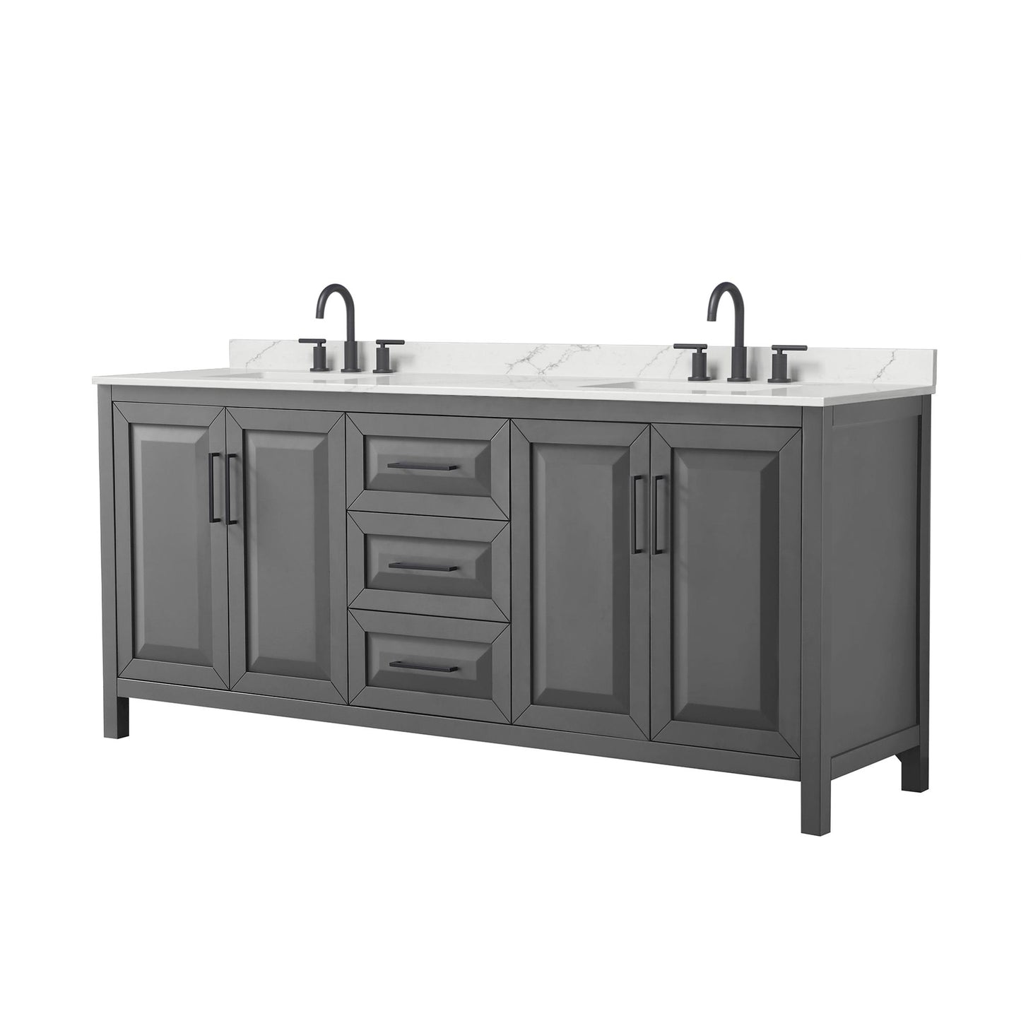 Daria Bathroom Vanity with Countertop 80 inch Double Sink 3-hole Faucet Setup