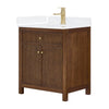 Custom image for Dark Walnut with Brushed Gold Trim / White Cultured Marble / No Mirror