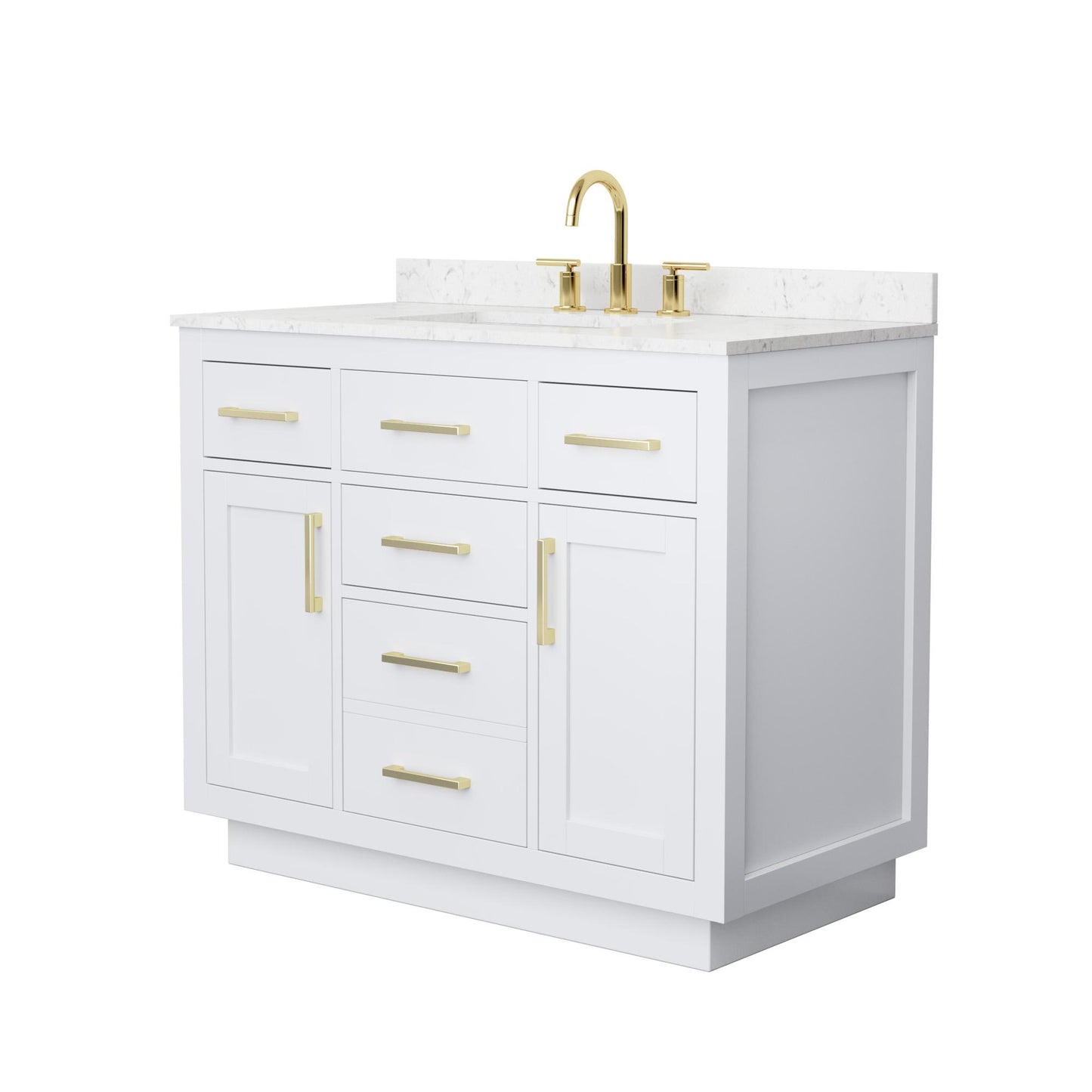Beckett TK Bathroom Vanity with Countertop 42 inch Single Sink 3-hole Faucet Setup