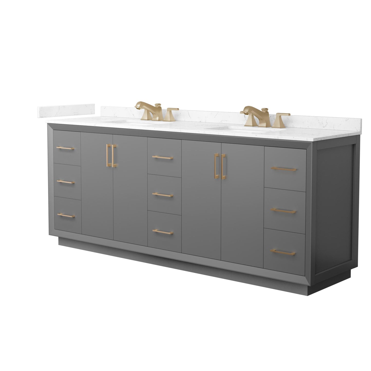Strada Bathroom Vanity with Countertop 84 inch Double Sink 3-hole Faucet Setup