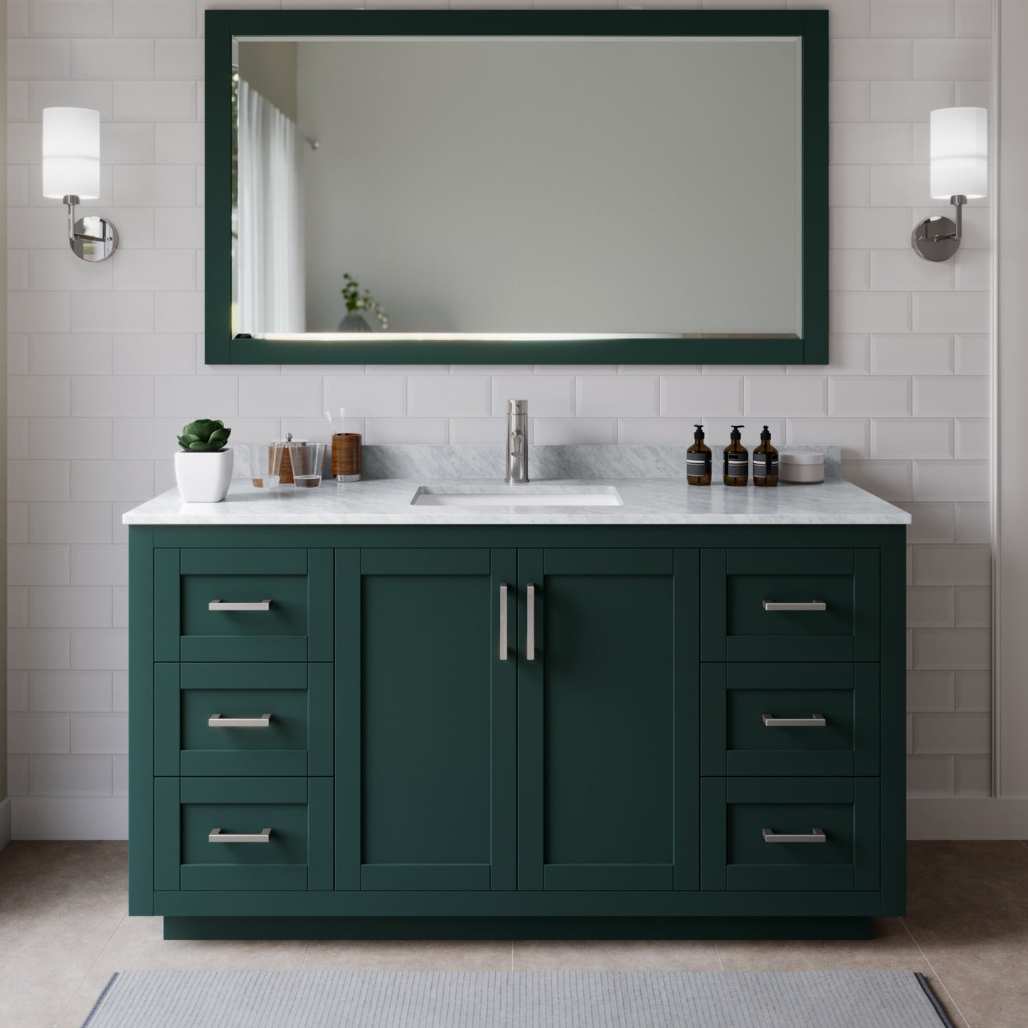 Miranda Bathroom Vanity with Countertop 66 inch Single Sink Single hole Faucet Setup