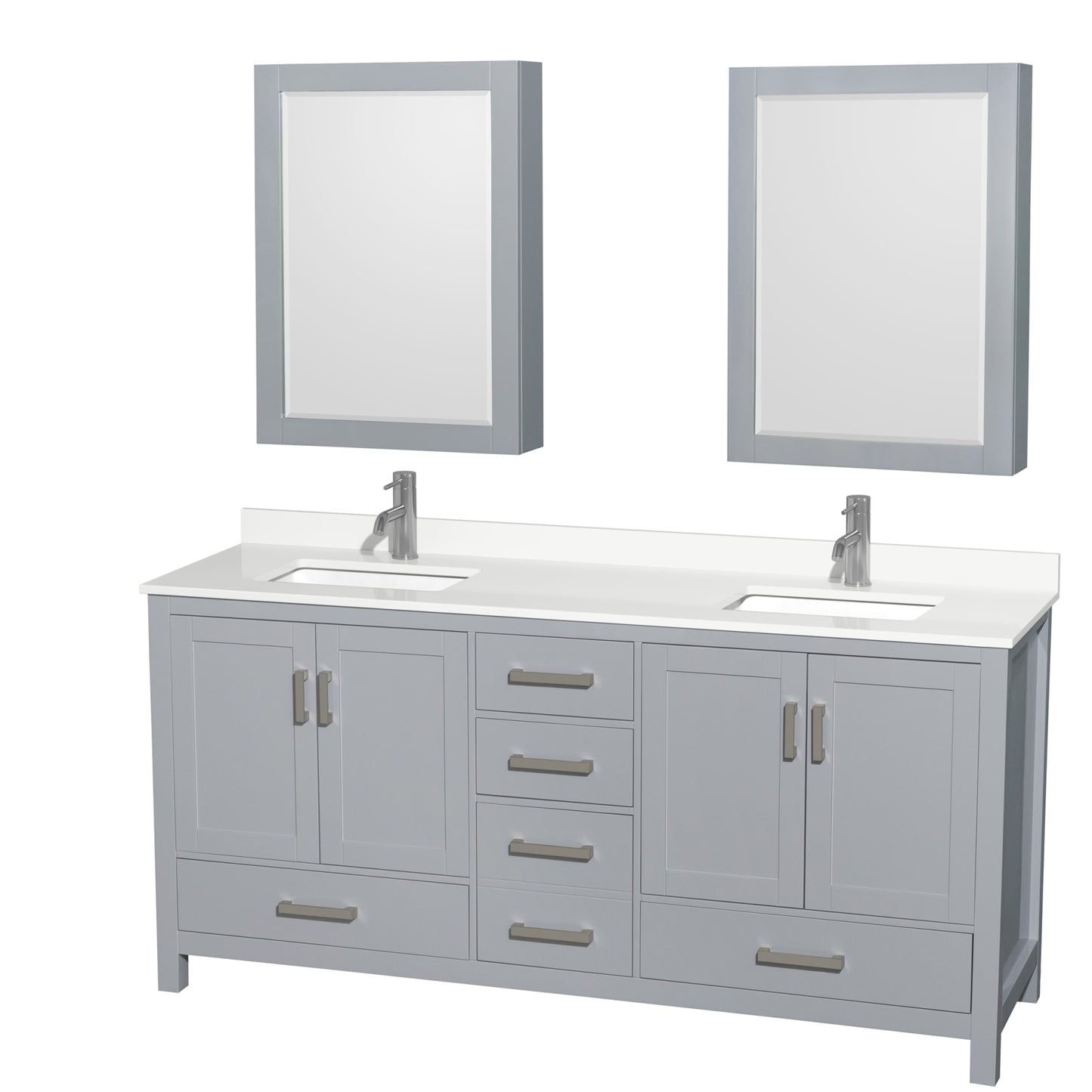 Sheffield Bathroom Vanity with Countertop 72 inch Double Sink Single hole Faucet Setup