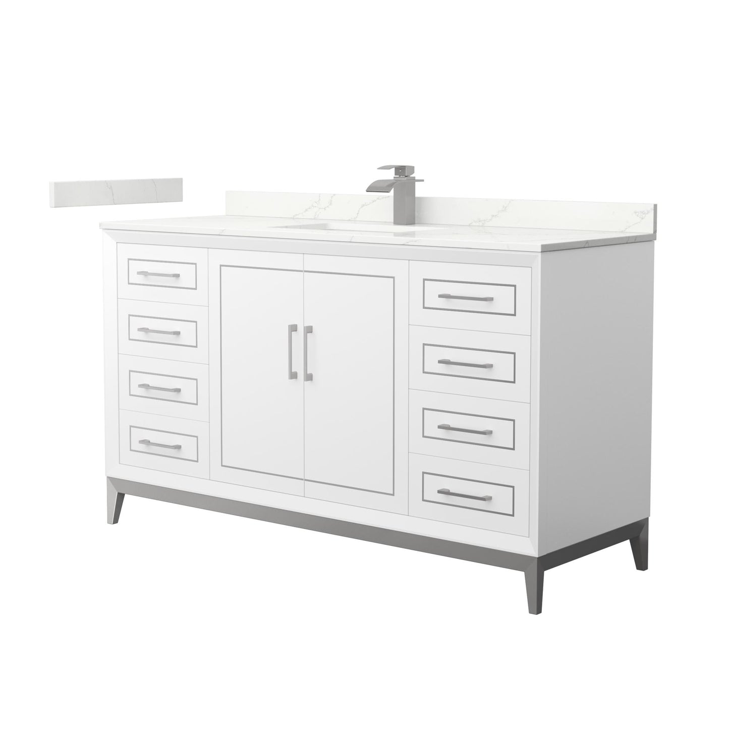 Marlena Bathroom Vanity with Countertop 60 inch Single Sink Single hole Faucet Setup