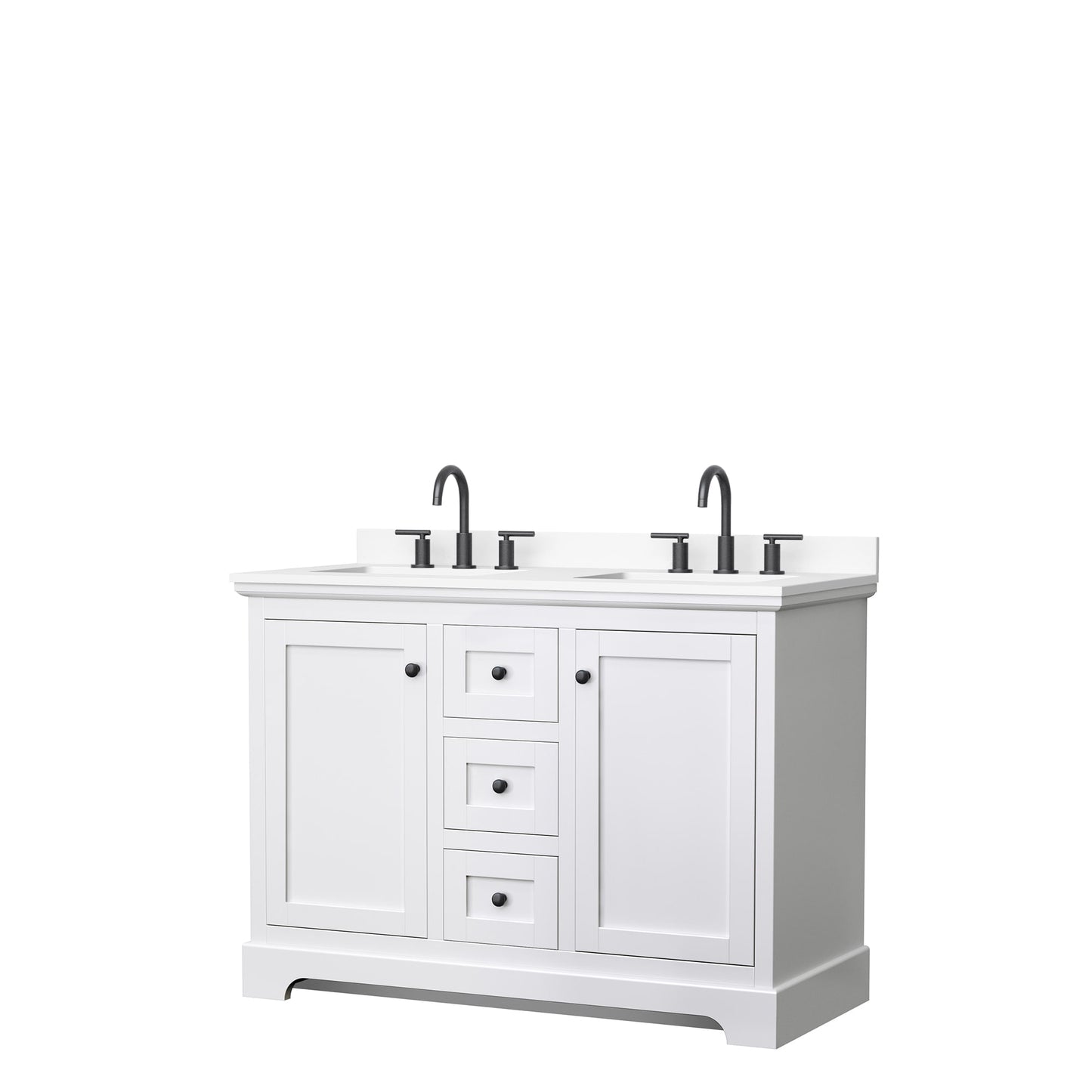 Avery Bathroom Vanity with Countertop 48 inch Double Sink 3-hole Faucet Setup