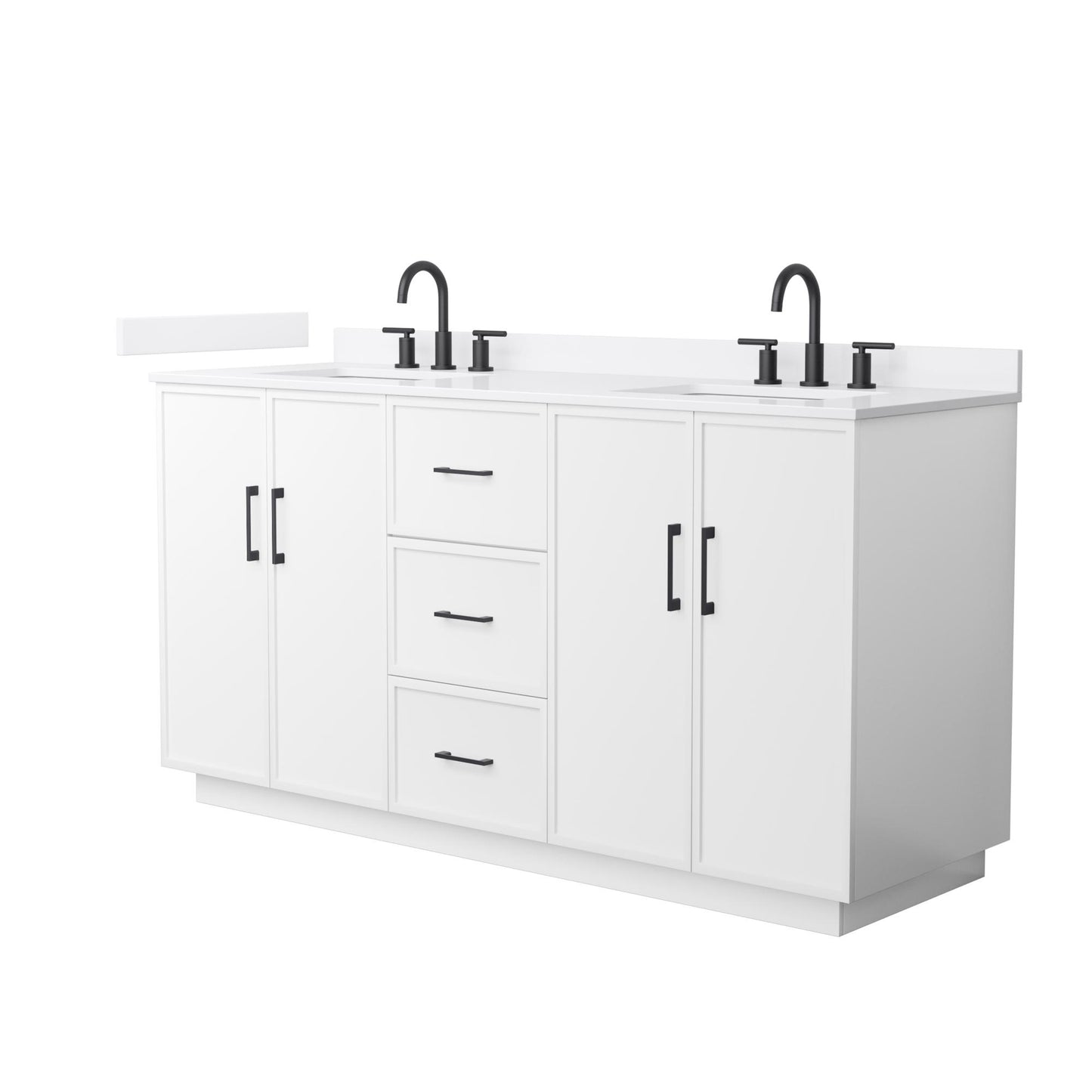 Elan TK Bathroom Vanity with Countertop 66 inch Double Sink 3-hole Faucet Setup