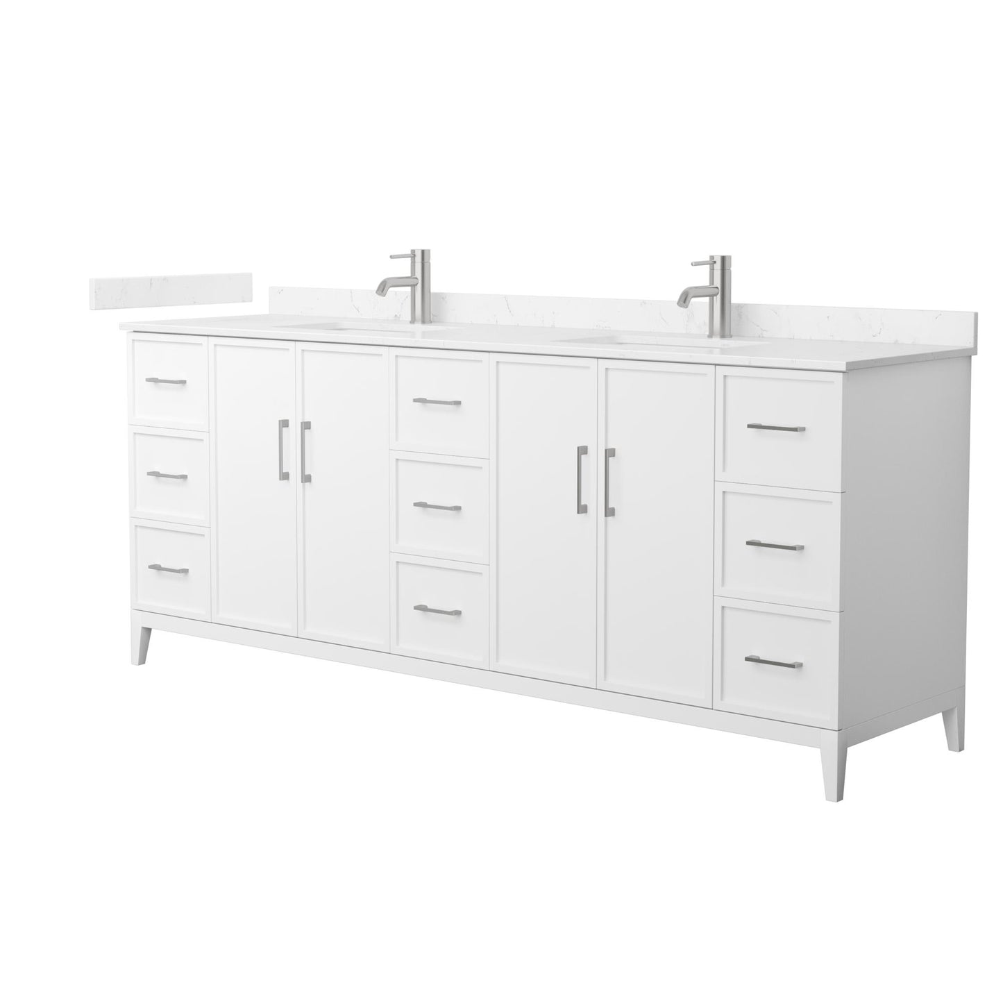 Elan Bathroom Vanity with Countertop 84 inch Double Sink Single hole Faucet Setup