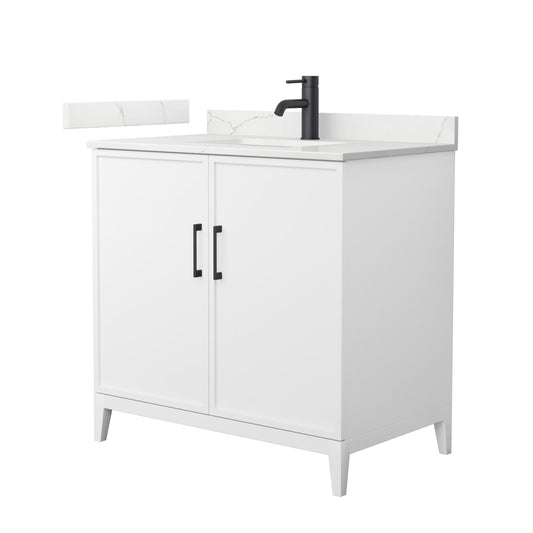 Elan Bathroom Vanity with Countertop 36 inch Single Sink Single hole Faucet Setup