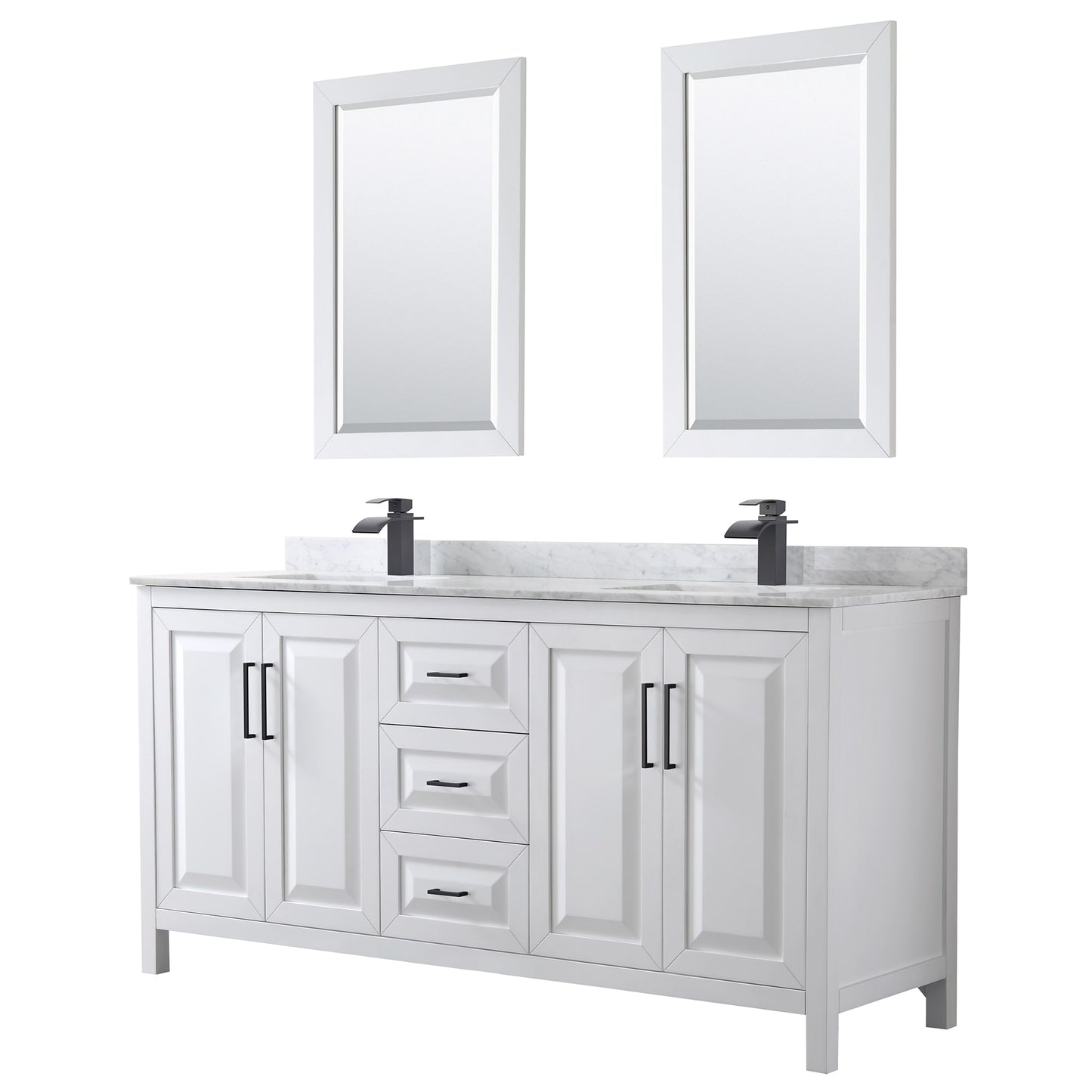 Daria Bathroom Vanity with Countertop 72 inch Double Sink Single hole Faucet Setup