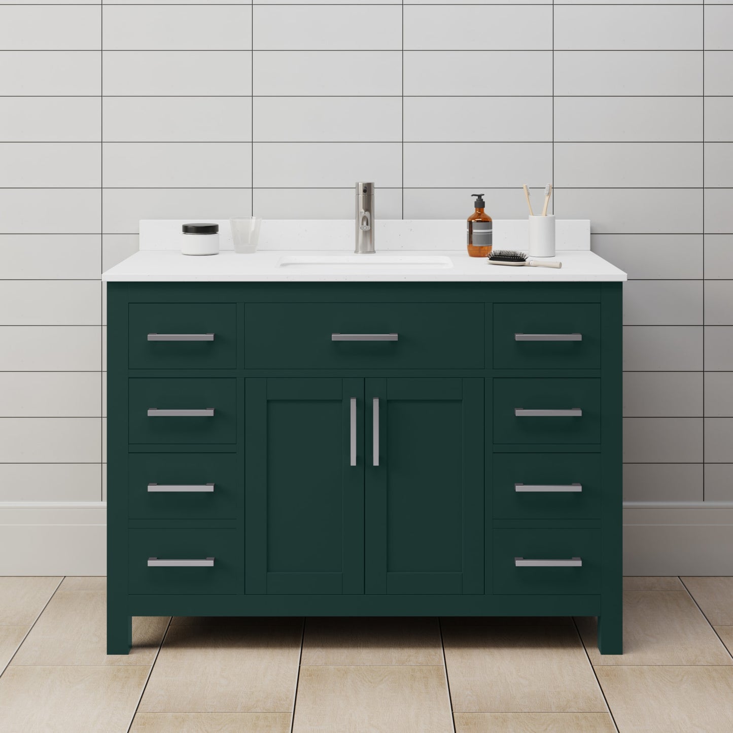Beckett Bathroom Vanity with Countertop 48 inch Single Sink Single hole Faucet Setup