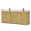 Custom image for Honey Oak with Matte Black Trim / Giotto Quartz / No Mirror