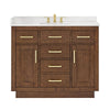 Custom image for Dark Oak with Brushed Gold Trim / White Quartz / No Mirror