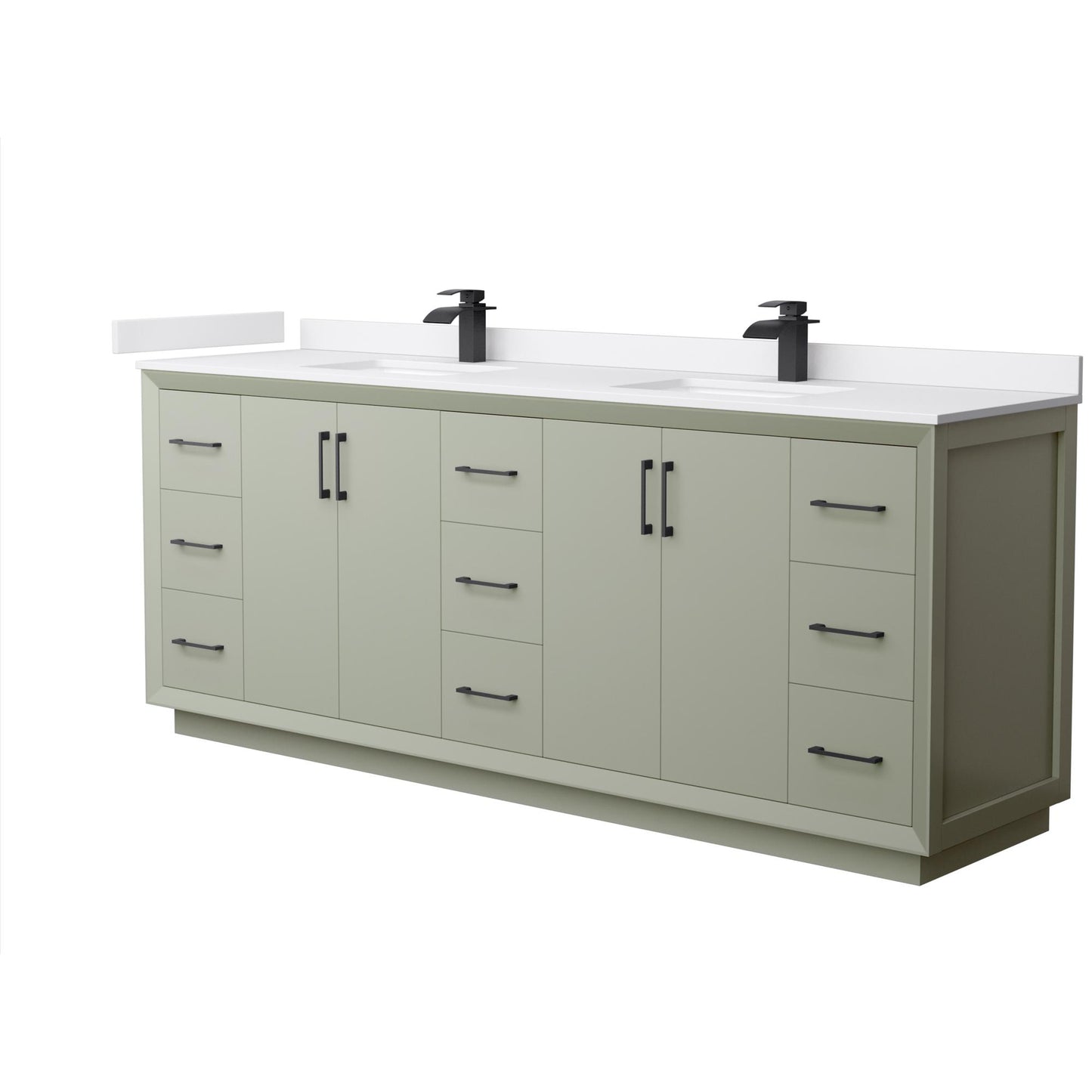 Strada Bathroom Vanity with Countertop 84 inch Double Sink Single hole Faucet Setup