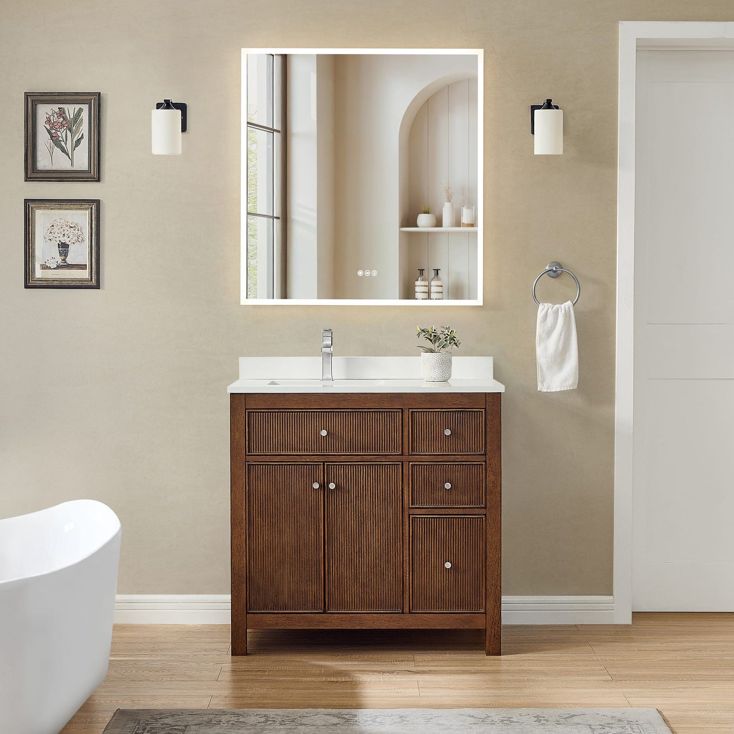 Pendry Bathroom Vanity with Countertop 36 inch Single Sink Single hole Faucet Setup
