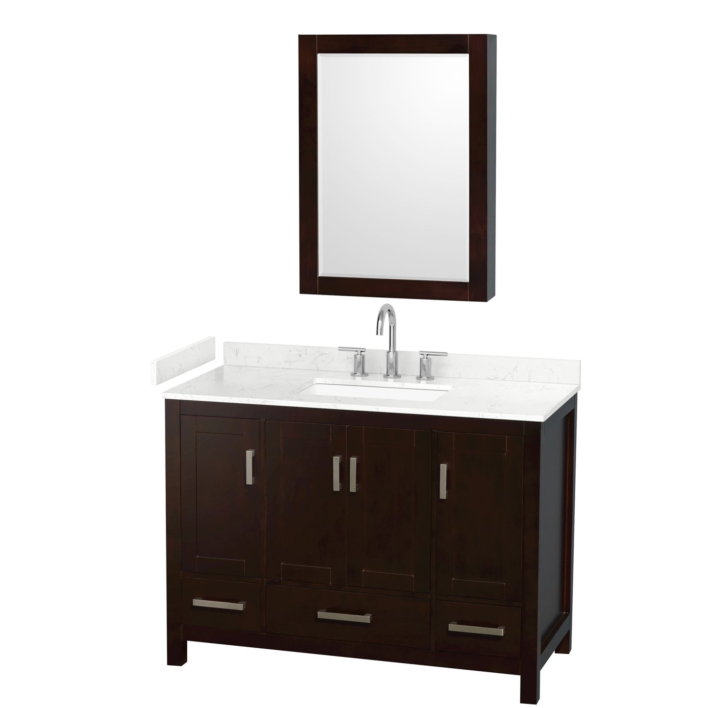 Sheffield Bathroom Vanity with Countertop 48 inch Single Sink 3-hole Faucet Setup