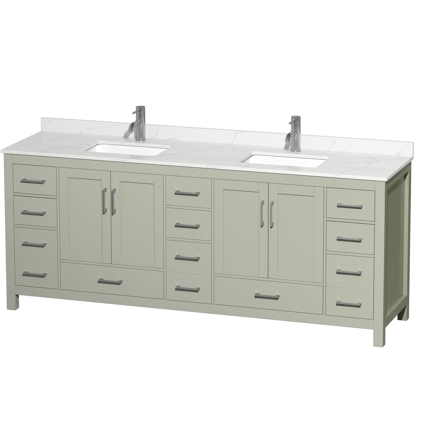 Sheffield Bathroom Vanity with Countertop 84 inch Double Sink Single hole Faucet Setup