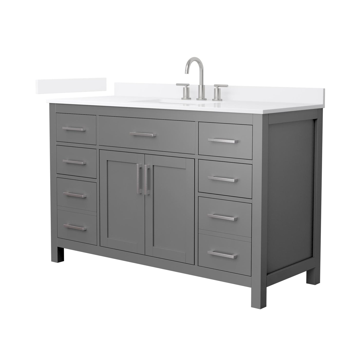 Beckett Bathroom Vanity with Countertop 54 inch Single Sink 3-hole Faucet Setup
