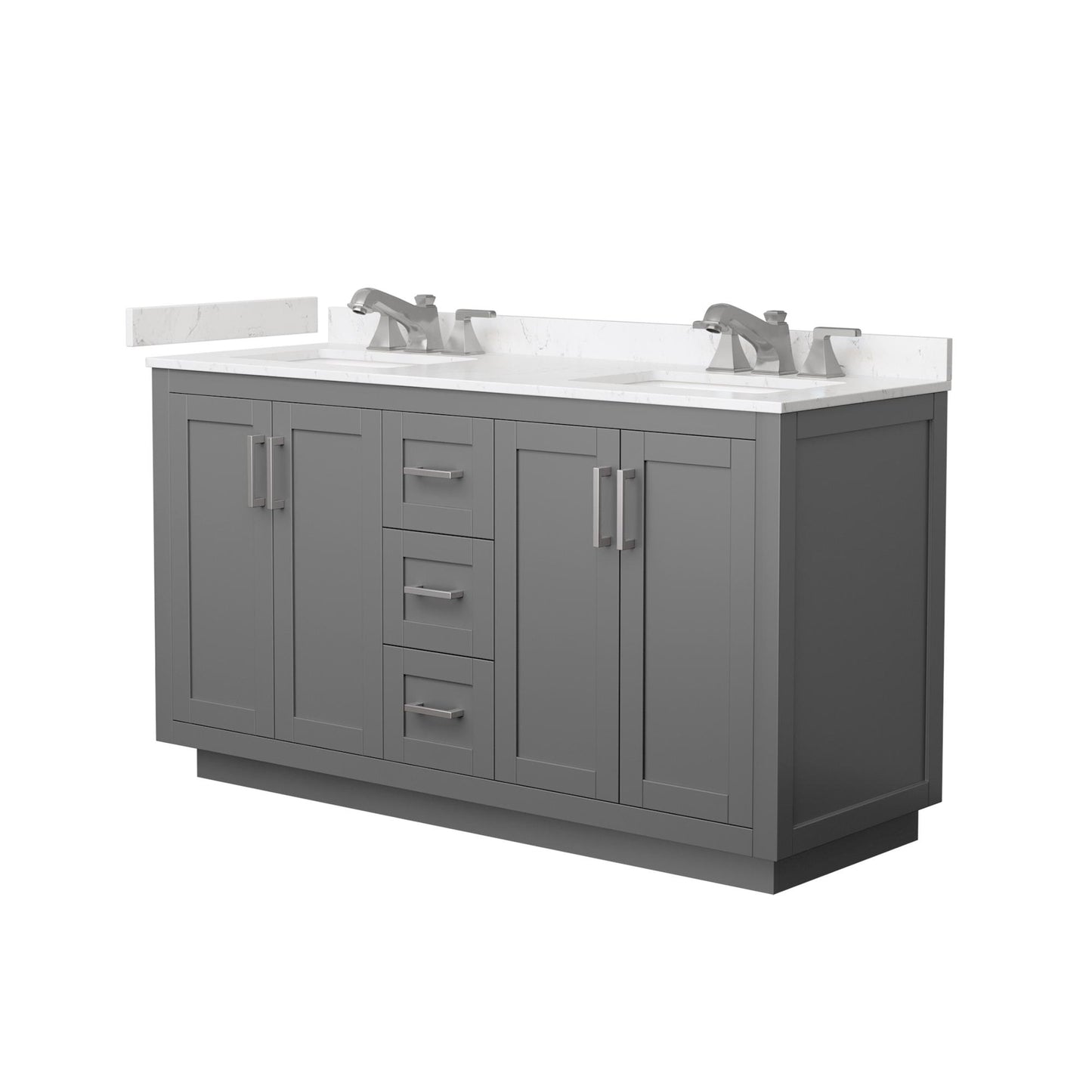 Miranda Bathroom Vanity with Countertop 60 inch Double Sink 3-hole Faucet Setup