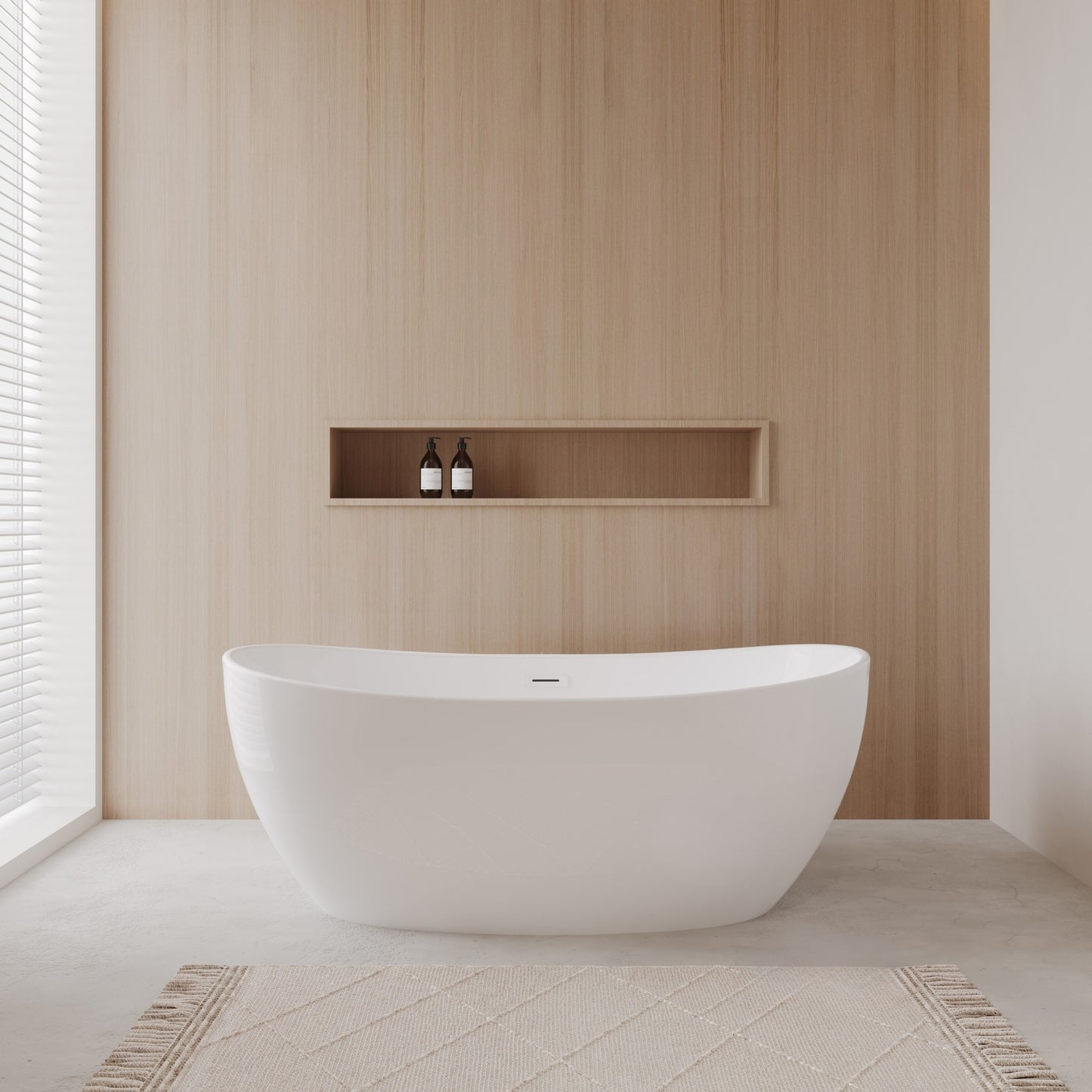 Rebecca Freestanding Acrylic Bathtub No Faucet 60 inch