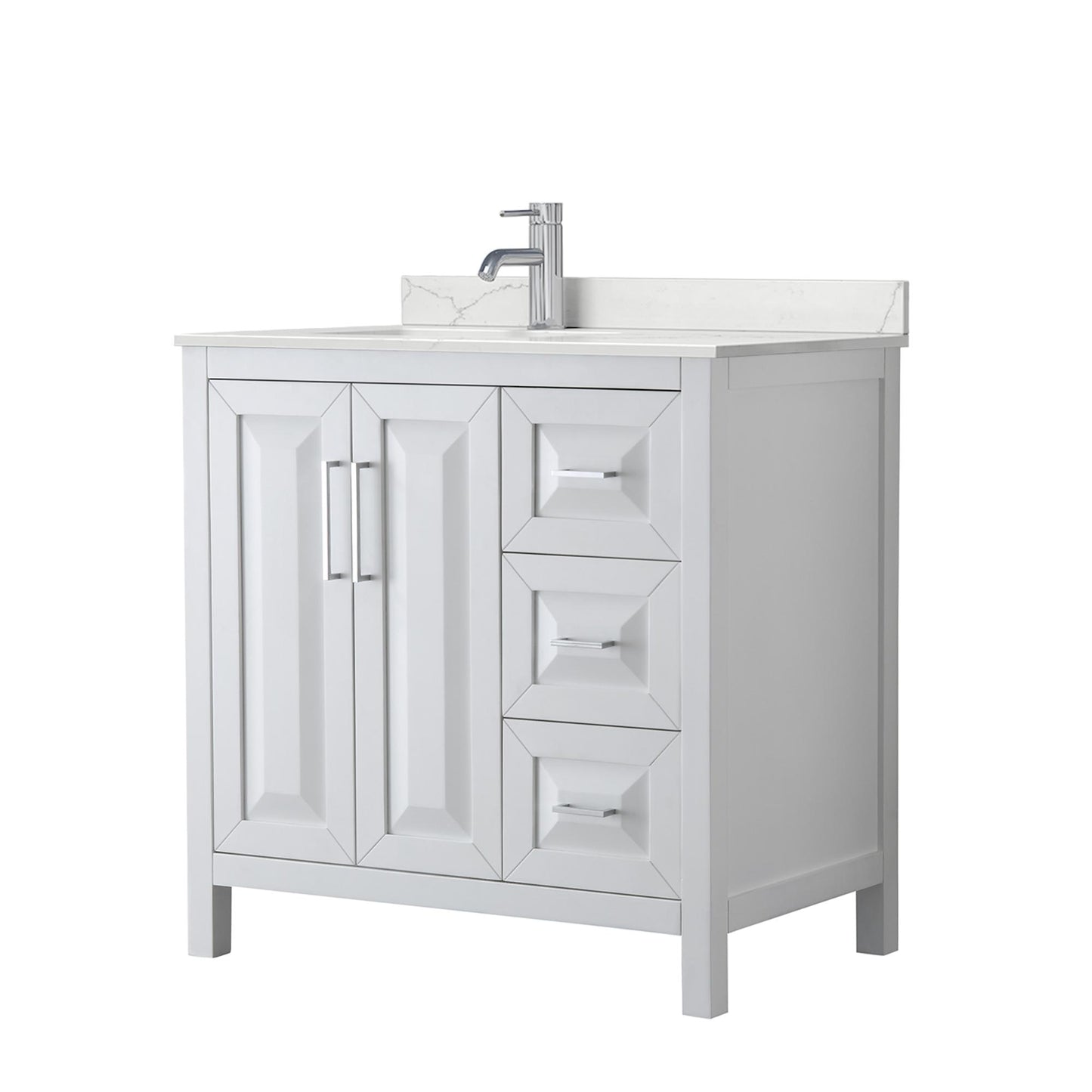 Daria Bathroom Vanity with Countertop 36 inch Single Sink Single hole Faucet Setup