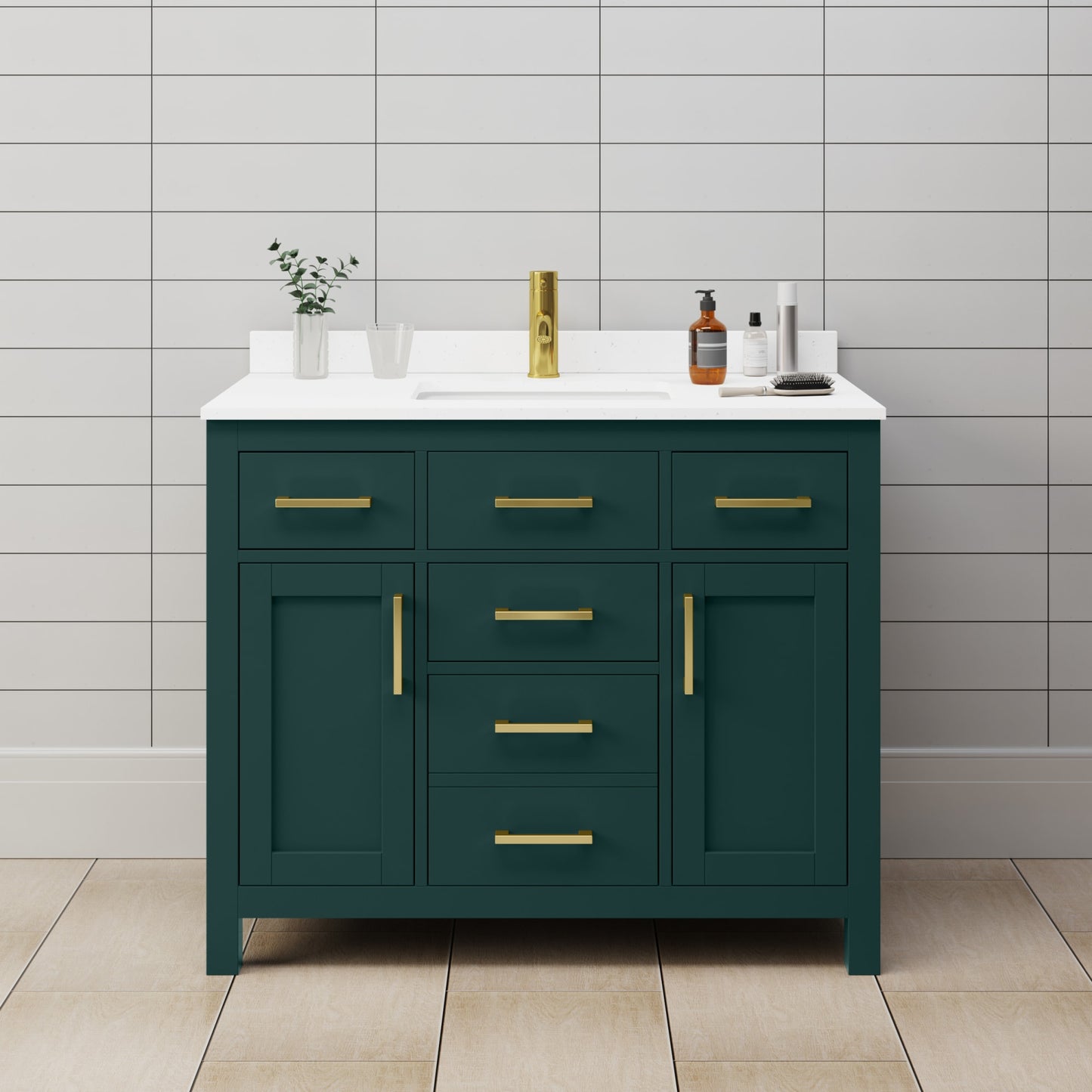 Beckett Bathroom Vanity with Countertop 42 inch Single Sink Single hole Faucet Setup