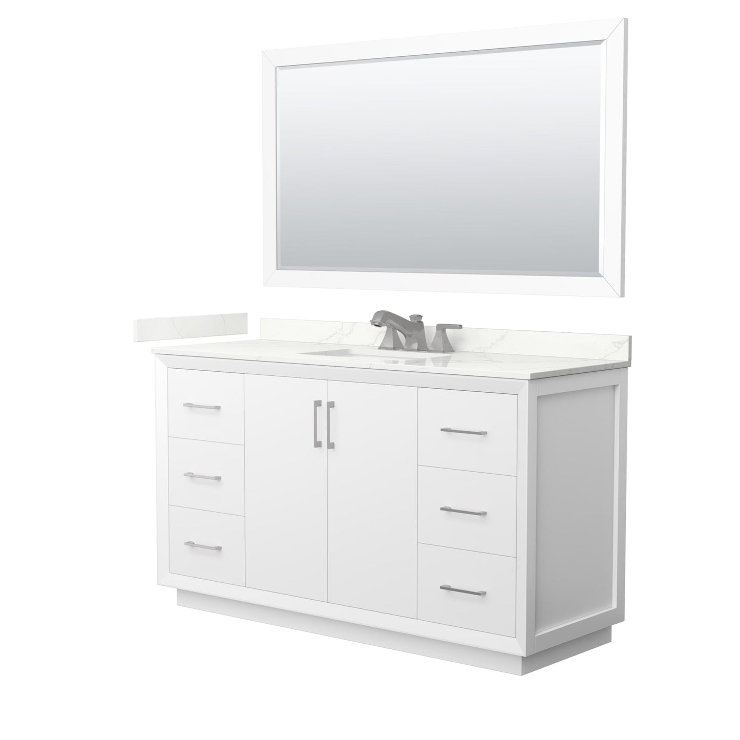 Strada Bathroom Vanity with Countertop 60 inch Single Sink 3-hole Faucet Setup