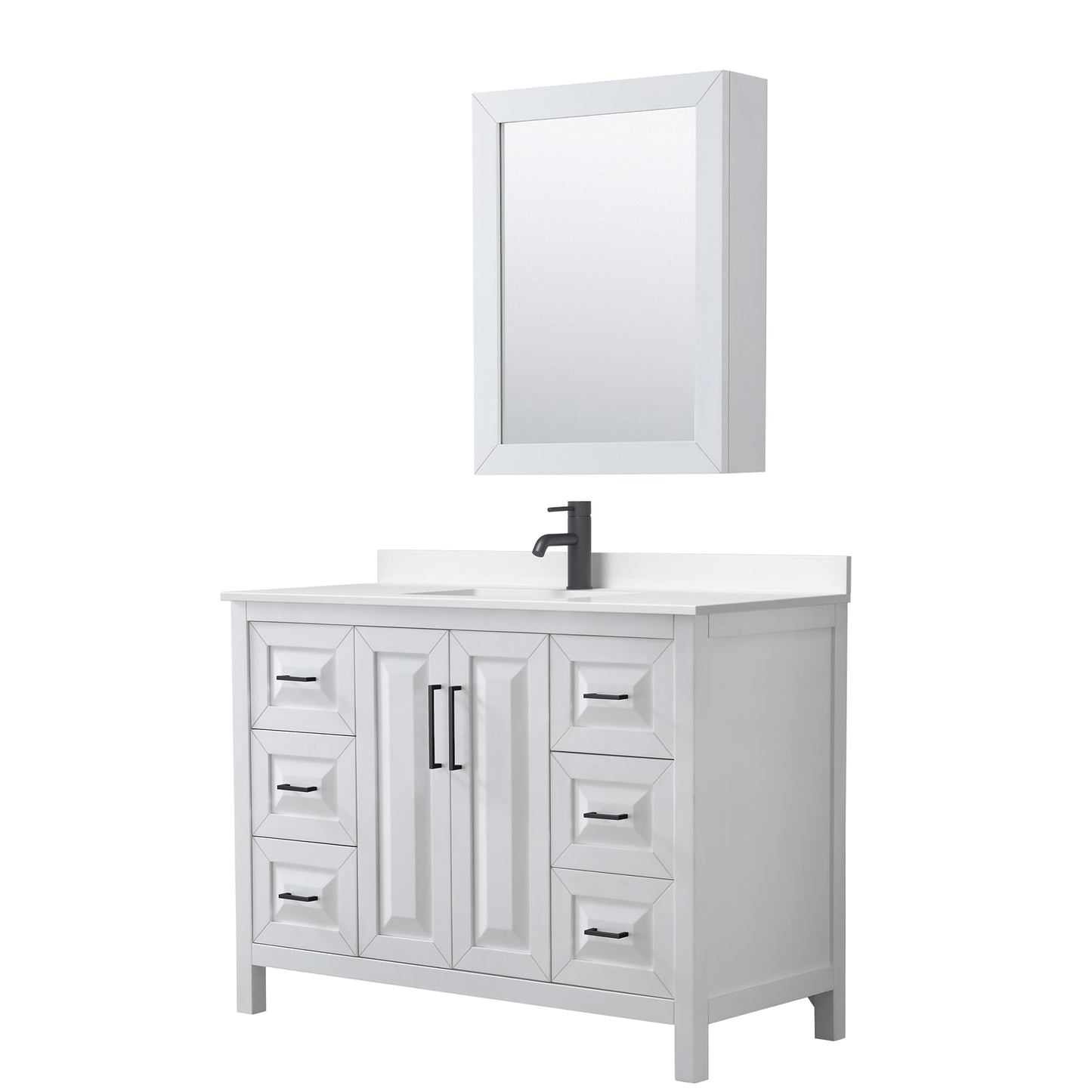 Daria Bathroom Vanity with Countertop 48 inch Single Sink Single hole Faucet Setup