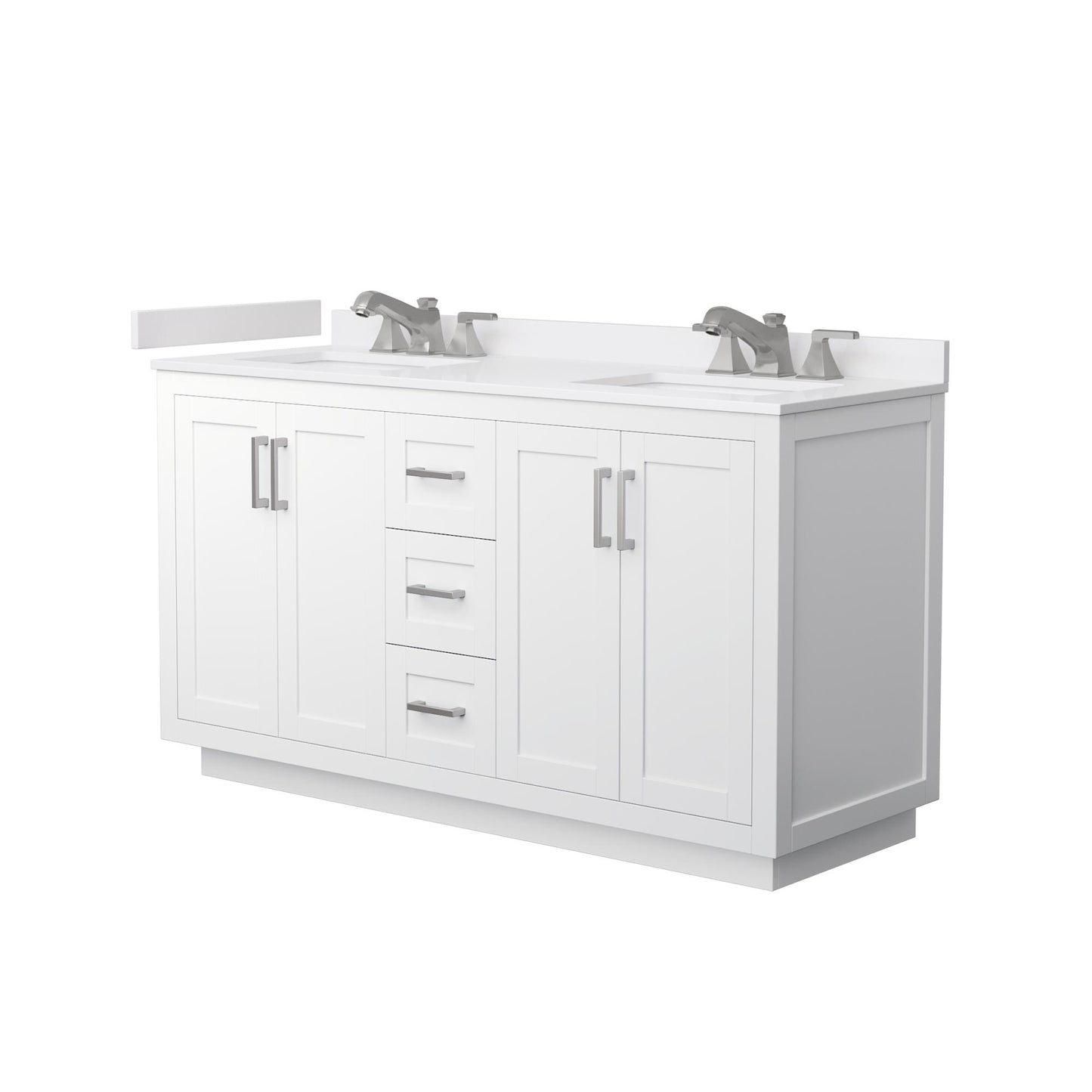 Miranda Bathroom Vanity with Countertop 60 inch Double Sink 3-hole Faucet Setup