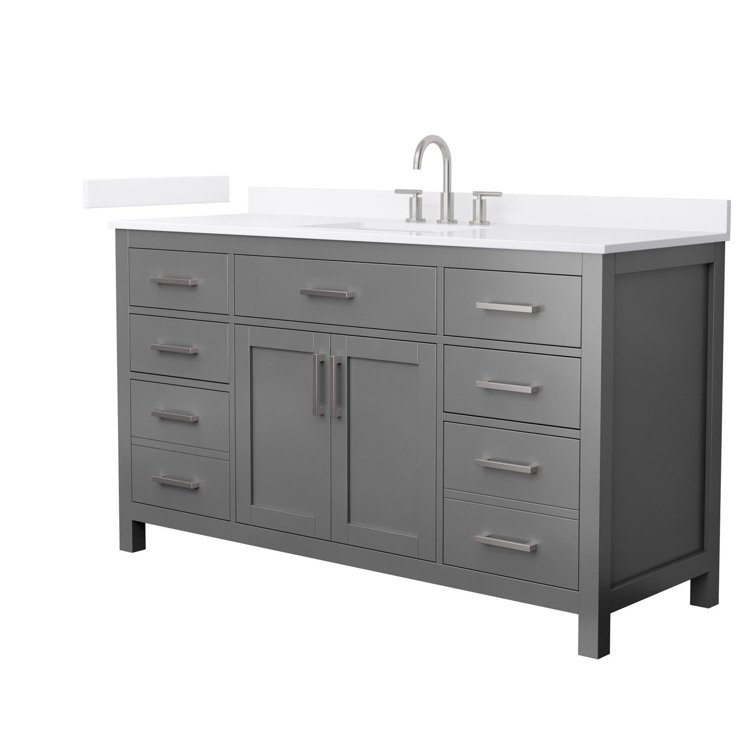 Beckett Bathroom Vanity with Countertop 60 inch Single Sink 3-hole Faucet Setup