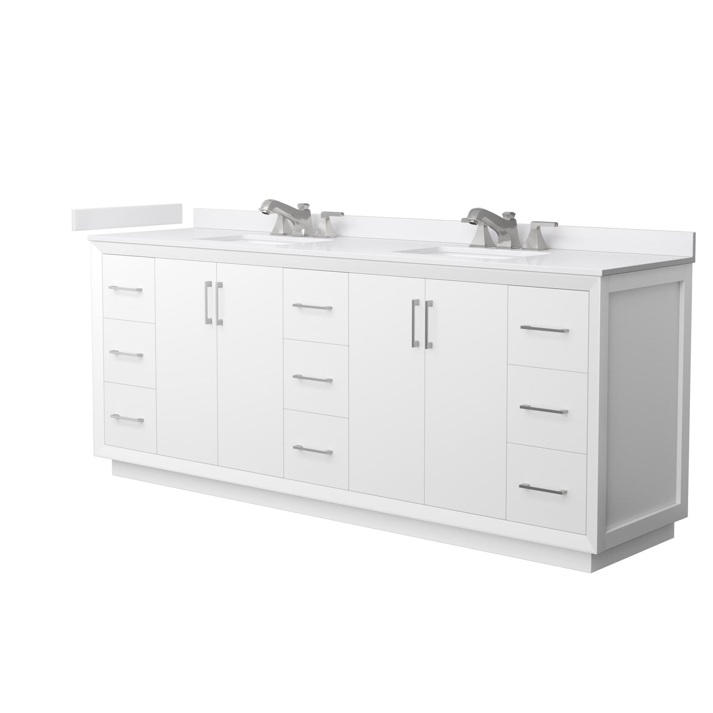 Strada Bathroom Vanity with Countertop 84 inch Double Sink 3-hole Faucet Setup
