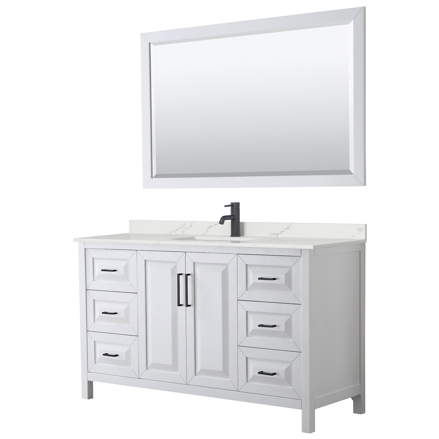 Daria Bathroom Vanity with Countertop 60 inch Single Sink Single hole Faucet Setup