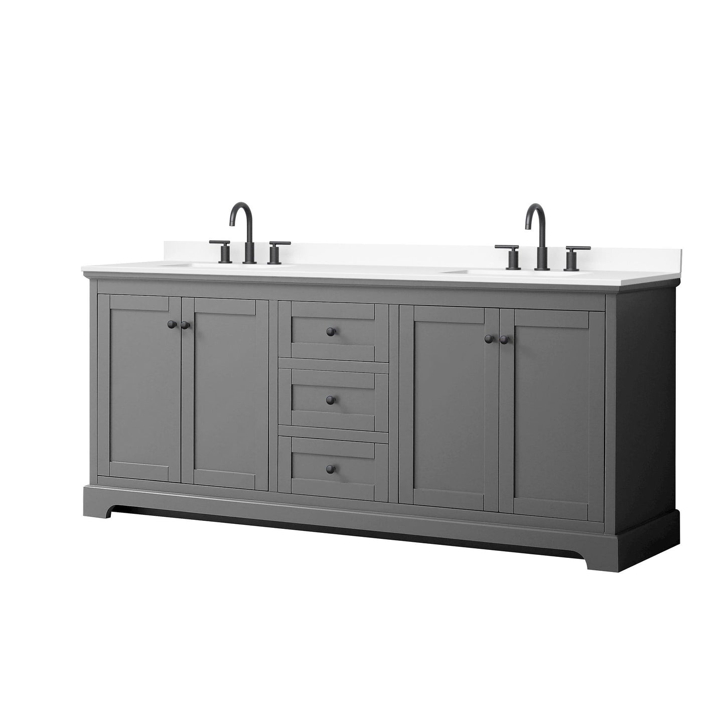 Avery Bathroom Vanity with Countertop 80 inch Double Sink 3-hole Faucet Setup