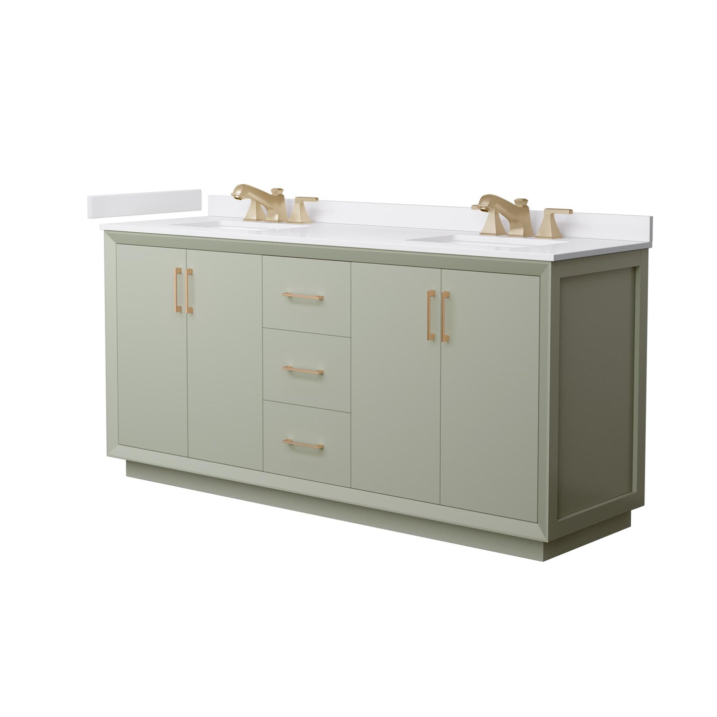 Strada Bathroom Vanity with Countertop 72 inch Double Sink 3-hole Faucet Setup