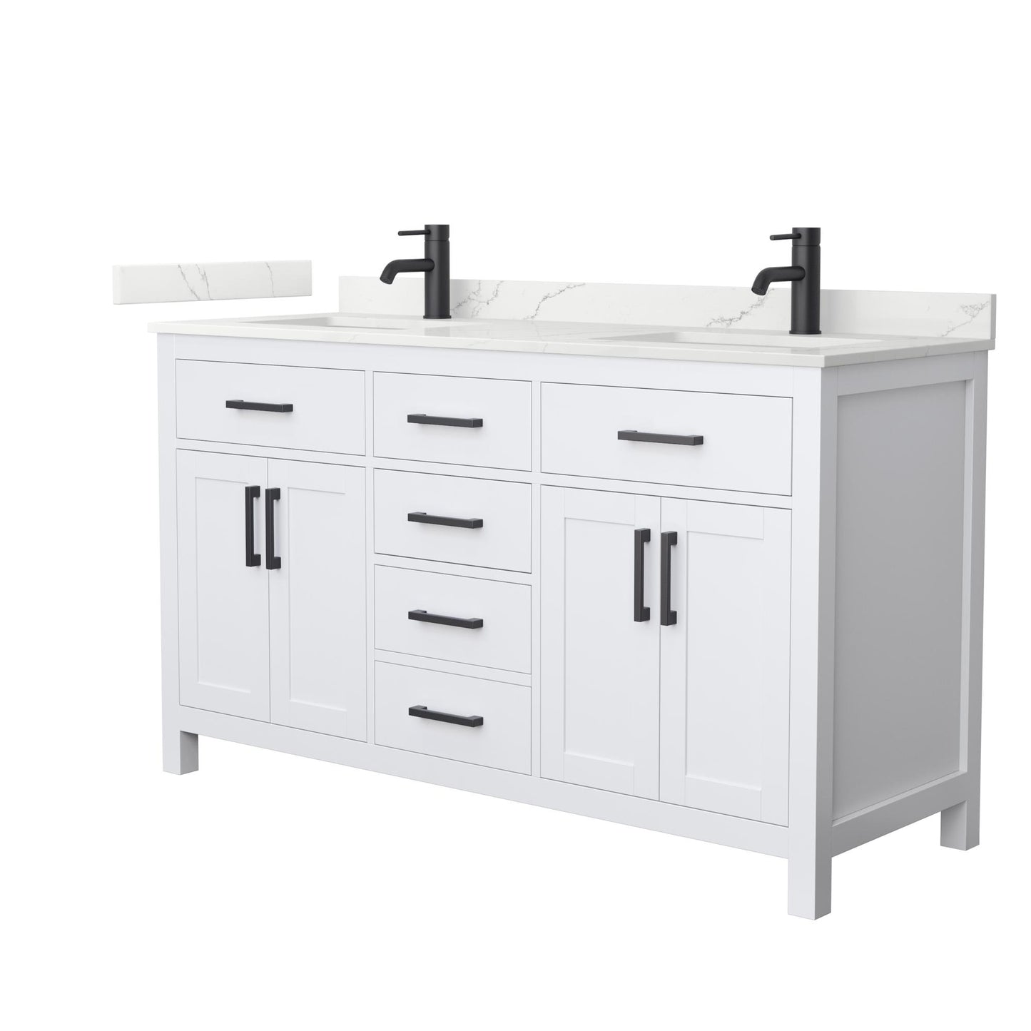 Beckett Bathroom Vanity with Countertop 60 inch Double Sink Single hole Faucet Setup