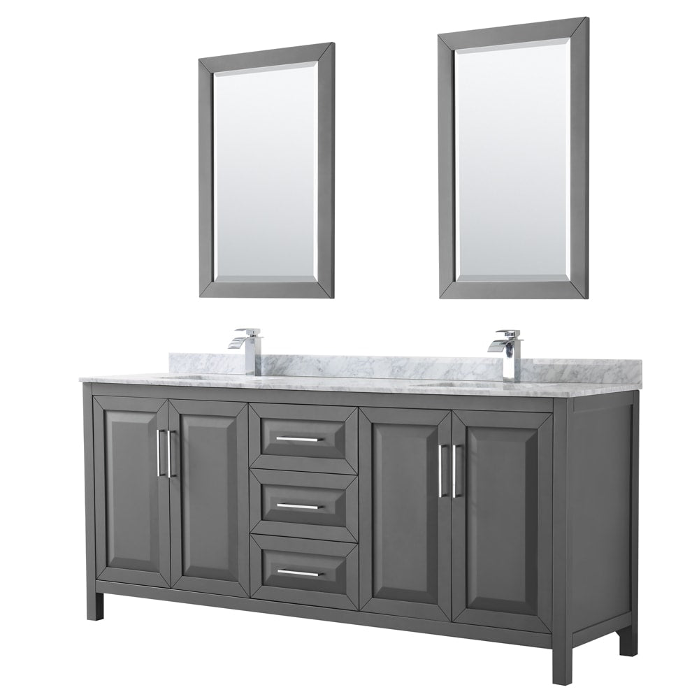 Daria Bathroom Vanity with Countertop 80 inch Double Sink Single hole Faucet Setup